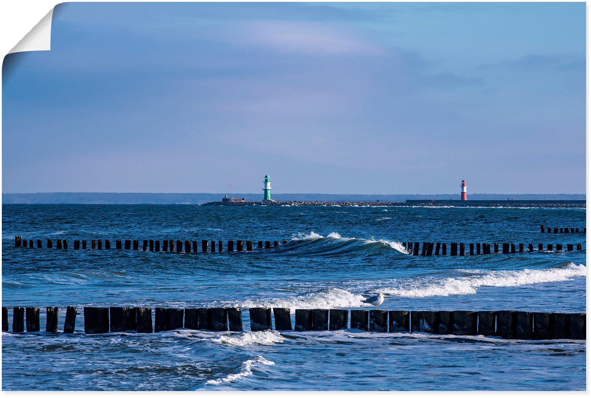 Artland Wandbild "Mole und Buhnen in Warnemünde II", Meer Bilder, (1 St.), günstig online kaufen