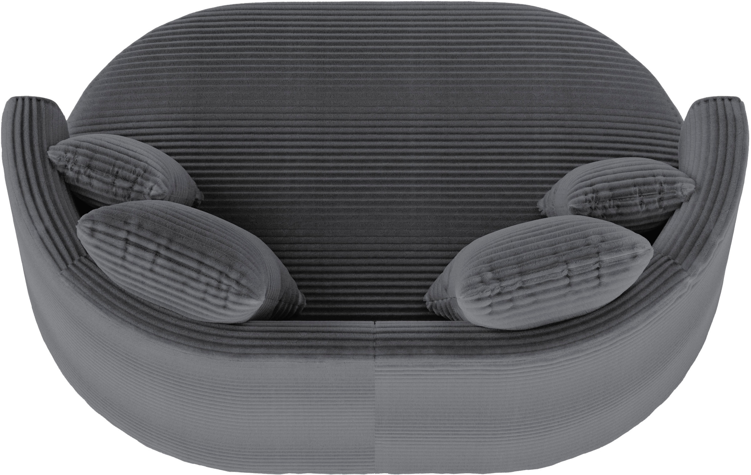 LeGer Home by Lena Gercke 2,5-Sitzer »ISALIE, rundes Loungesofa, mit Kissen, perfekt gepolstert«, moderne Stoffe, mit 4 Zierkissen, extra große Sitzfläche