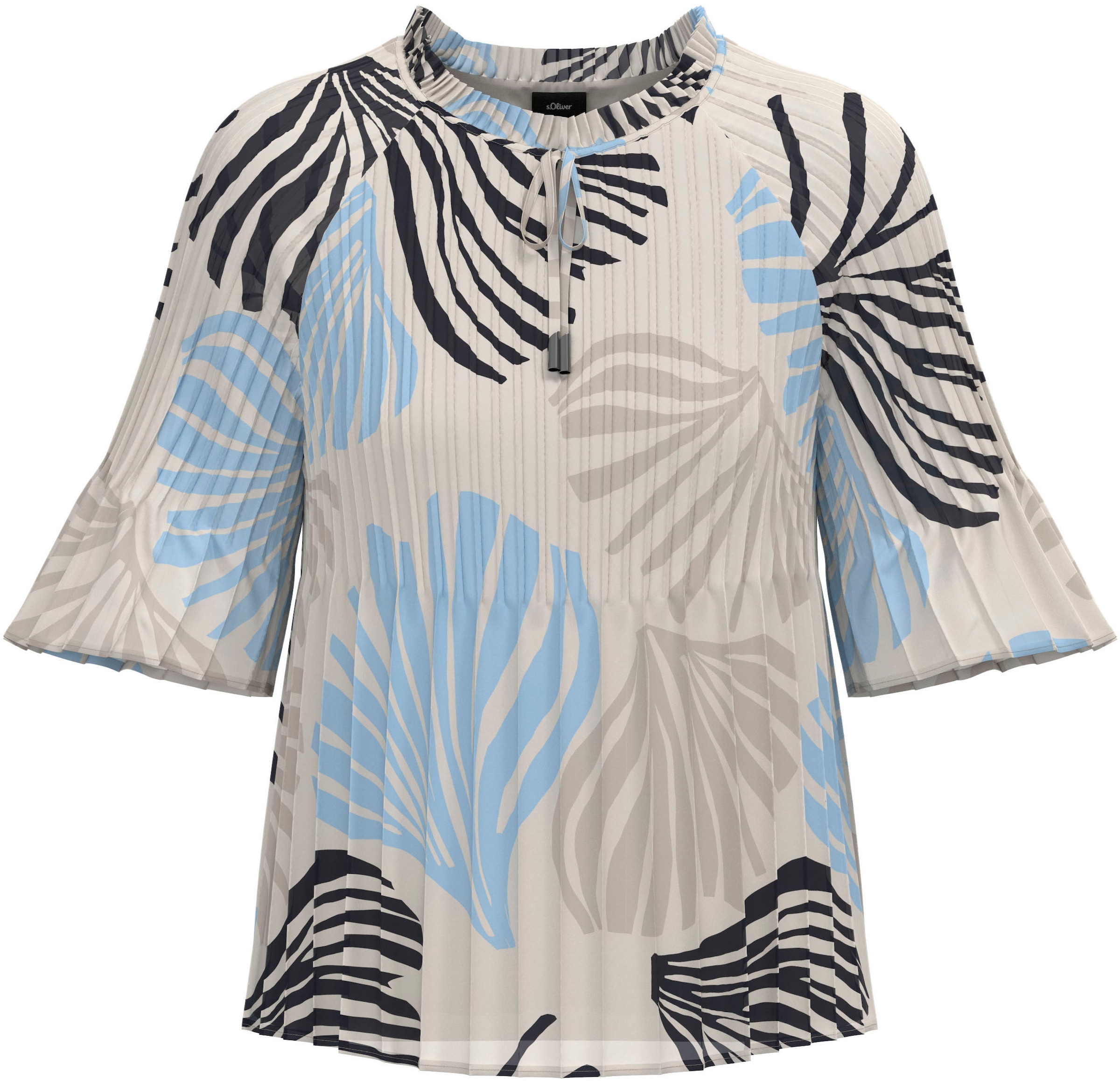 s.Oliver BLACK LABEL Plisseebluse leicht ausgestellte 3/4-Ärmel, mit Schlei günstig online kaufen