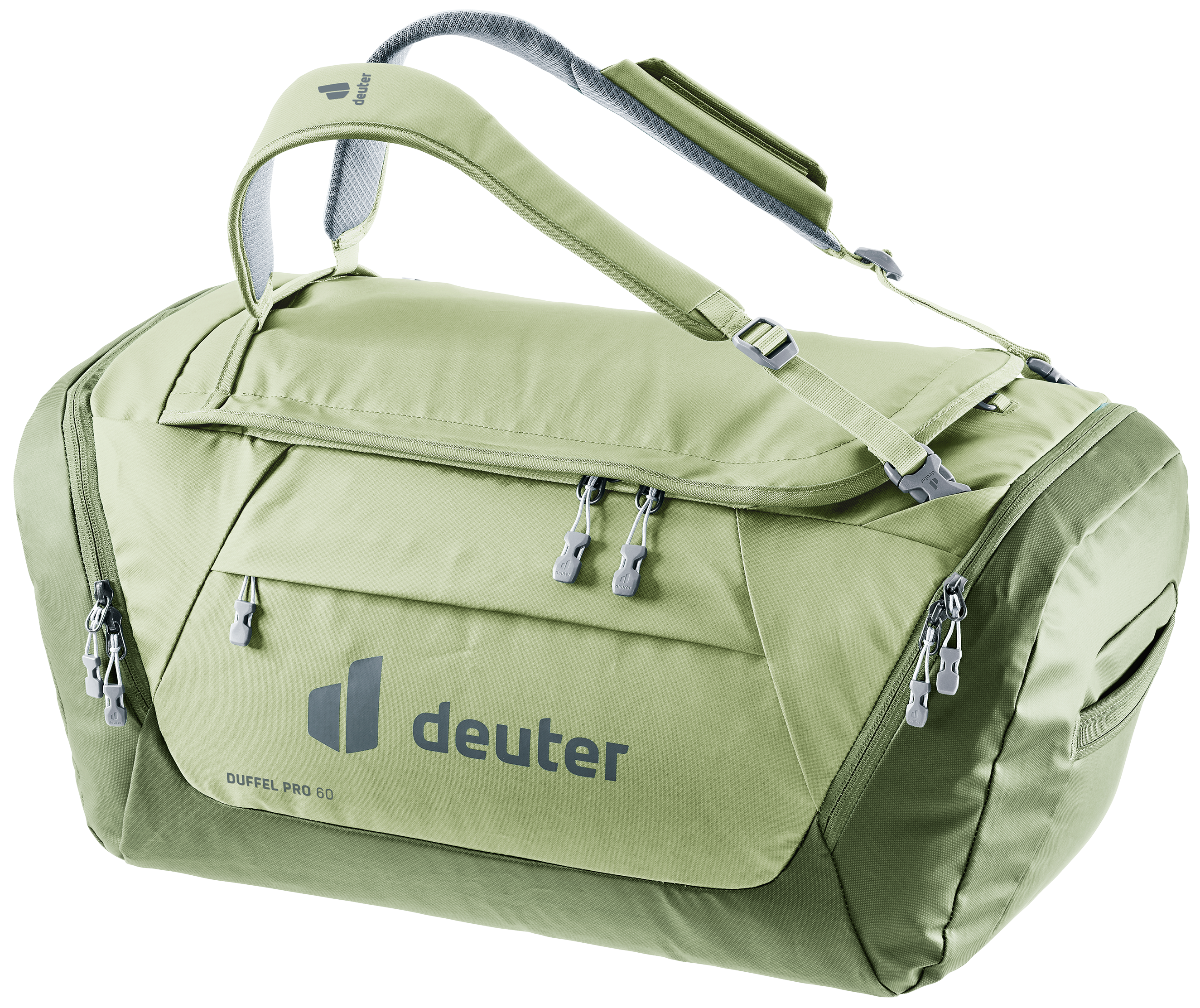Reisetasche DEUTER "Duffel Pro 60 L", Gr. B/H/T: 66cm x 30cm x 32cm, grün (mineral, grove), Obermaterial: 100% Polyester, Taschen Reisetasche, aus