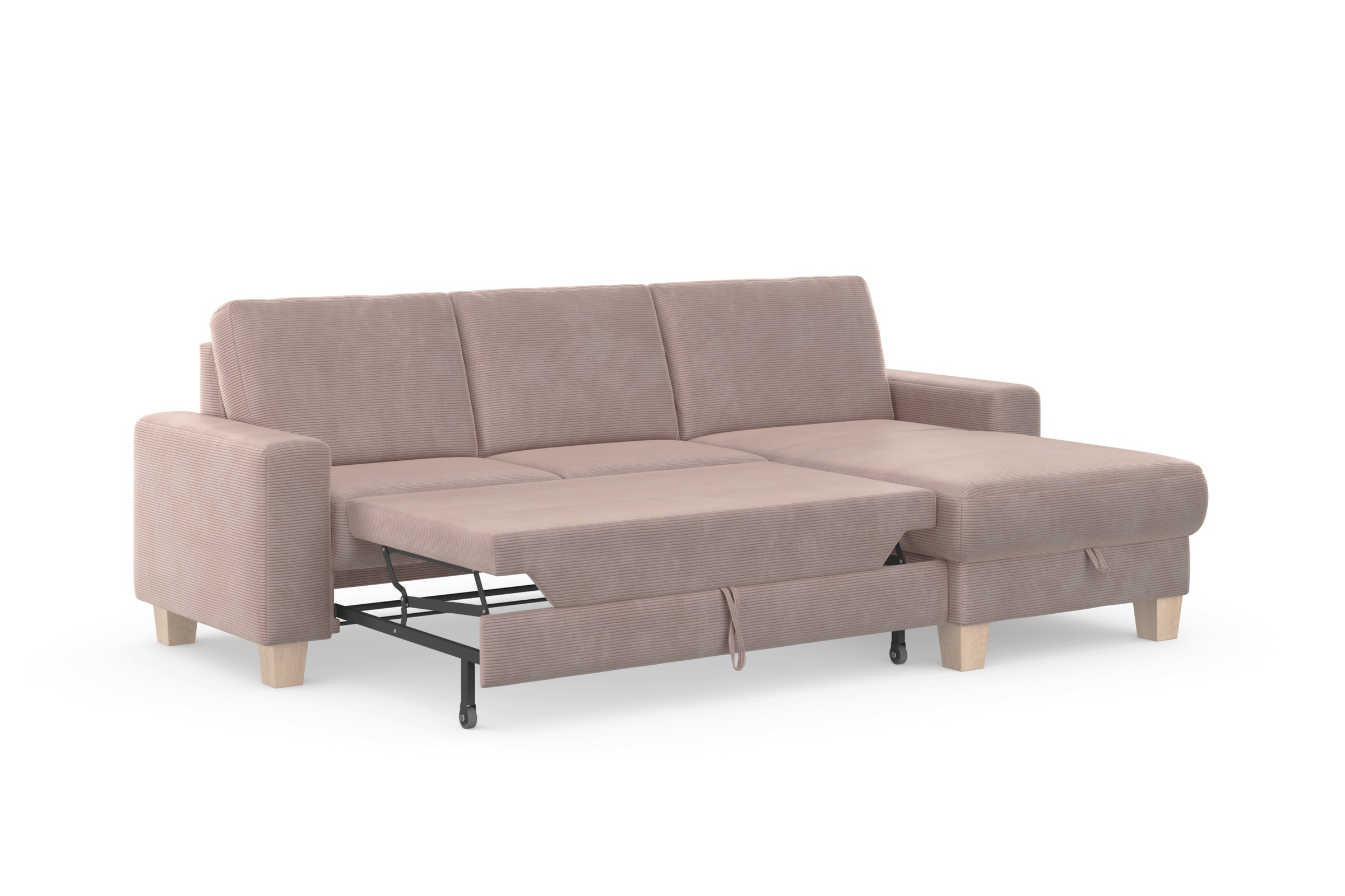 Home affaire Ecksofa »Summer L-Form«, mit Recamiere, mit oder ohne Bettfunktion und Bettkasten, Cord-Bezug