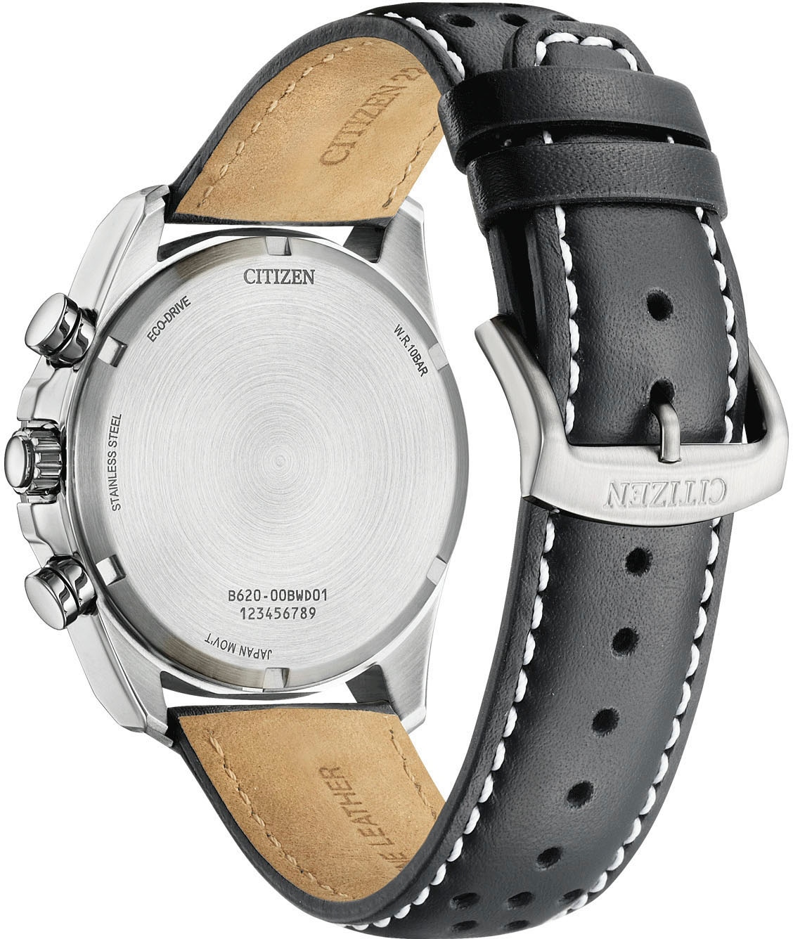 Citizen Chronograph, Armbanduhr, Solar, Herrenuhr, Lederarmband, analog, Tag, Stoppfunktion