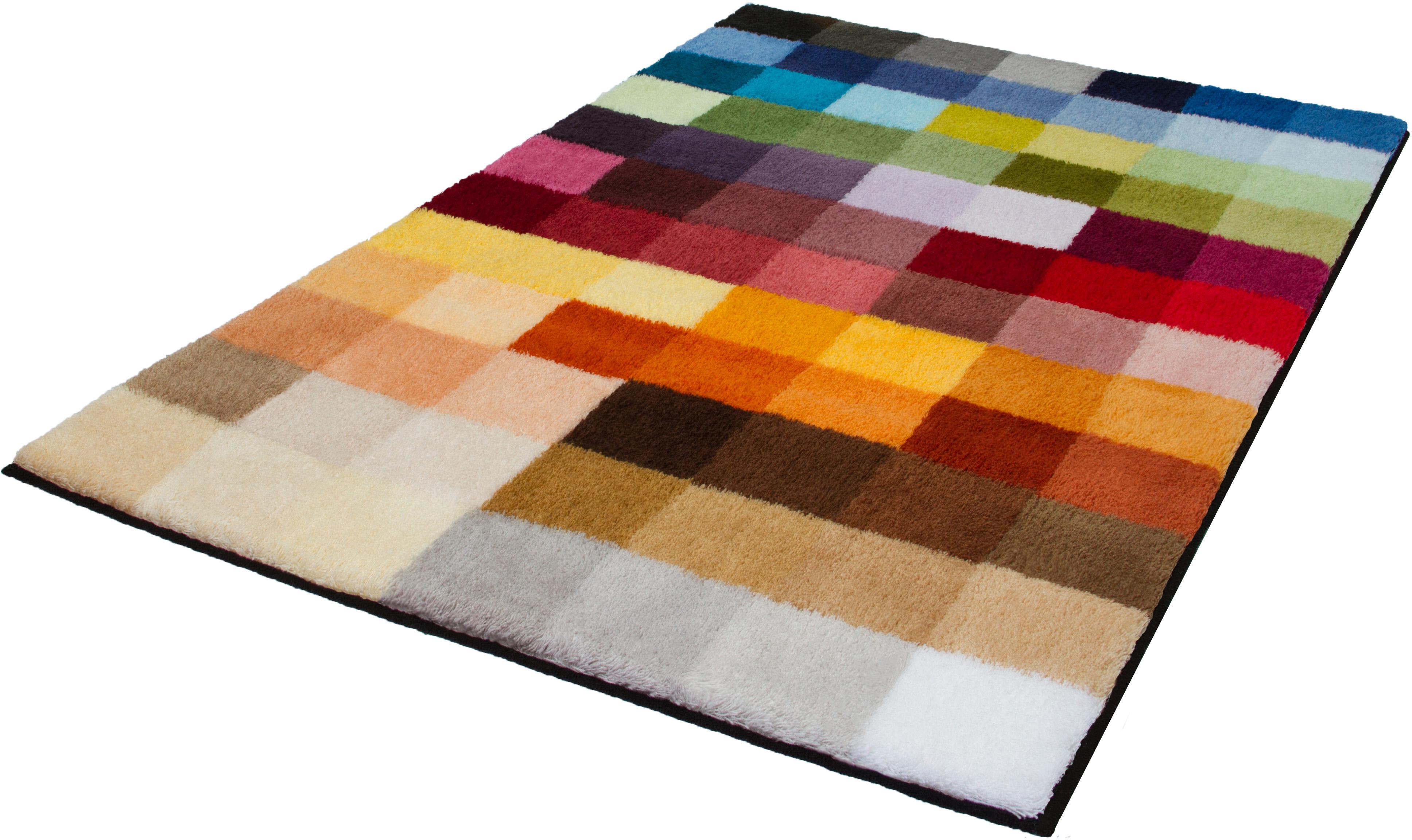 Kleine Wolke Badematte "Cubetto, Badvorleger, Badezimmer Teppich" Höhe 25 mm rutschhemmend beschichtet fußbodenheizungsgeeignet Badteppich, modernes Karo Muster, rechteckig & rund erhältlich