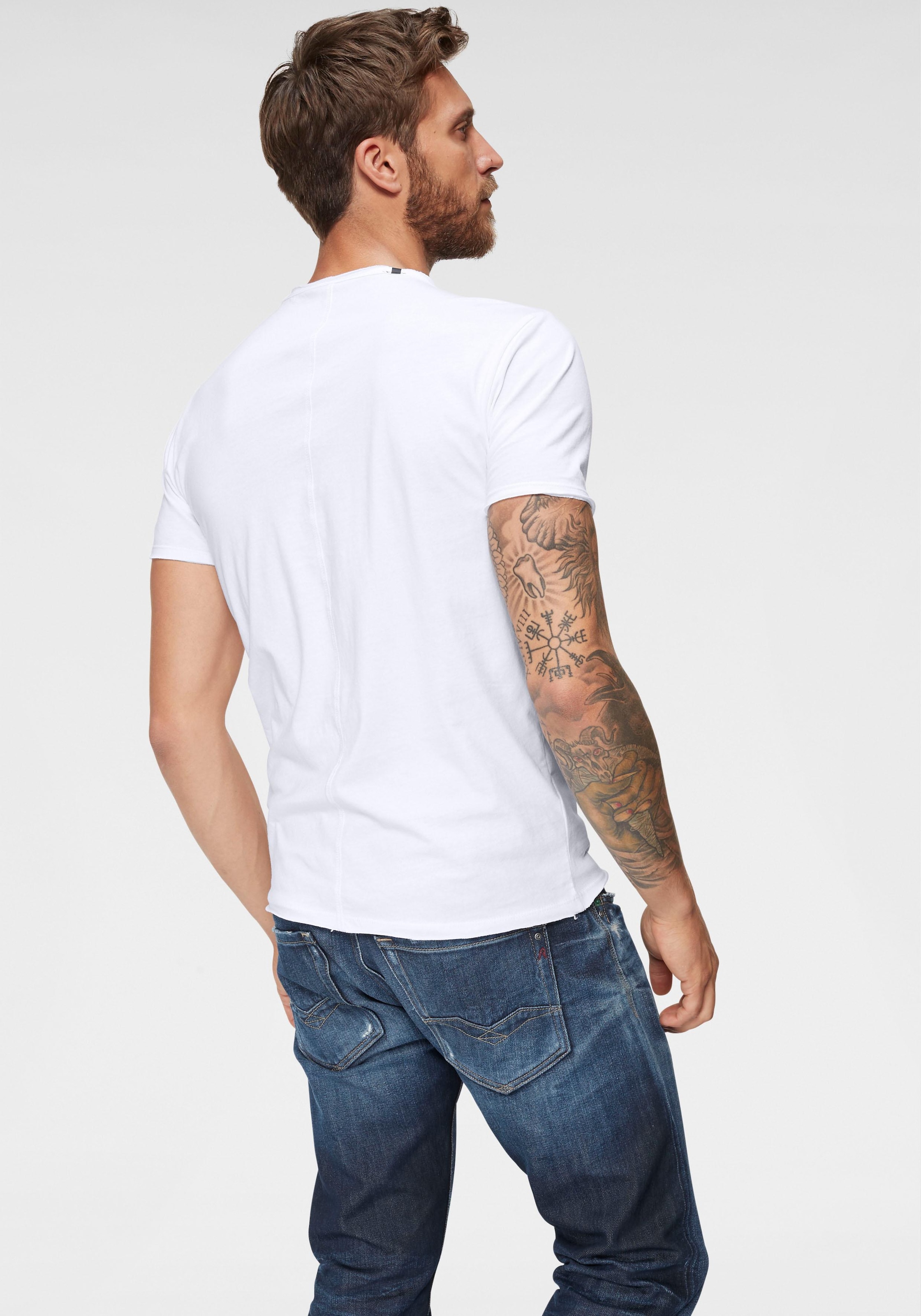 Replay T-Shirt, offene Kanten
