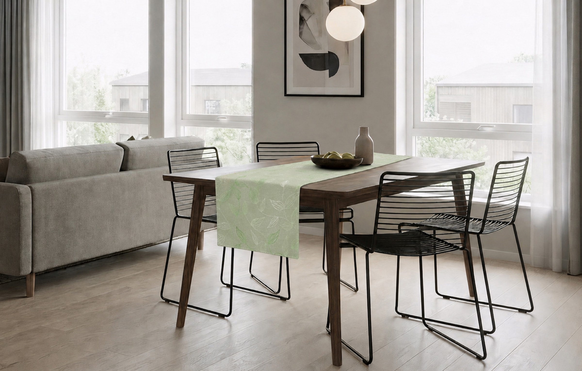 OTTO home Tischläufer »Raffon« Leinen Optik mit Blattmotiv, verschiedene Größen
