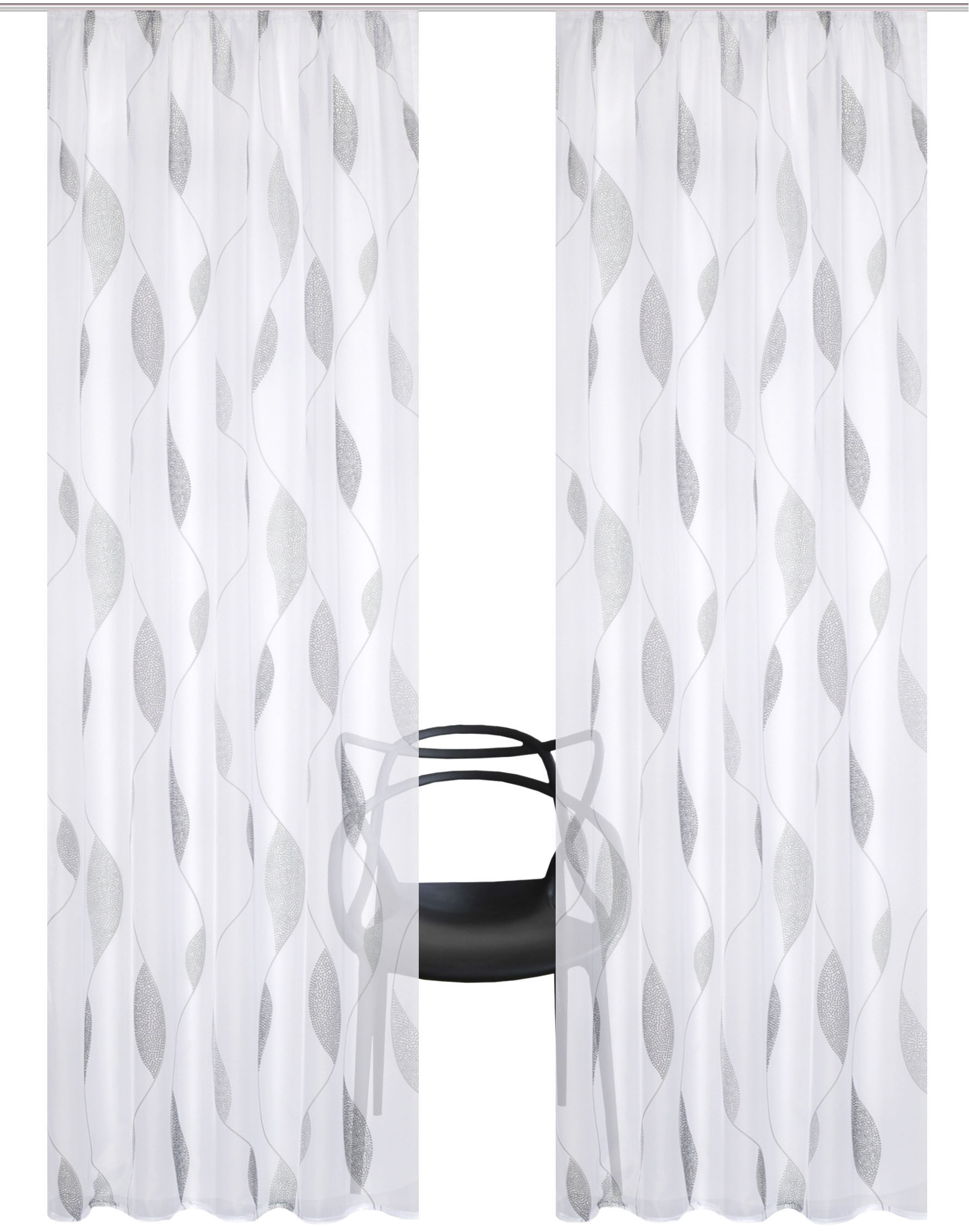 Thumbnail - HOME WOHNIDEEN Vorhang "PAOLO" Kräuselband 2 Stk. tlg. 2er Pack Kräuselbandschal PAOLO bedruckt