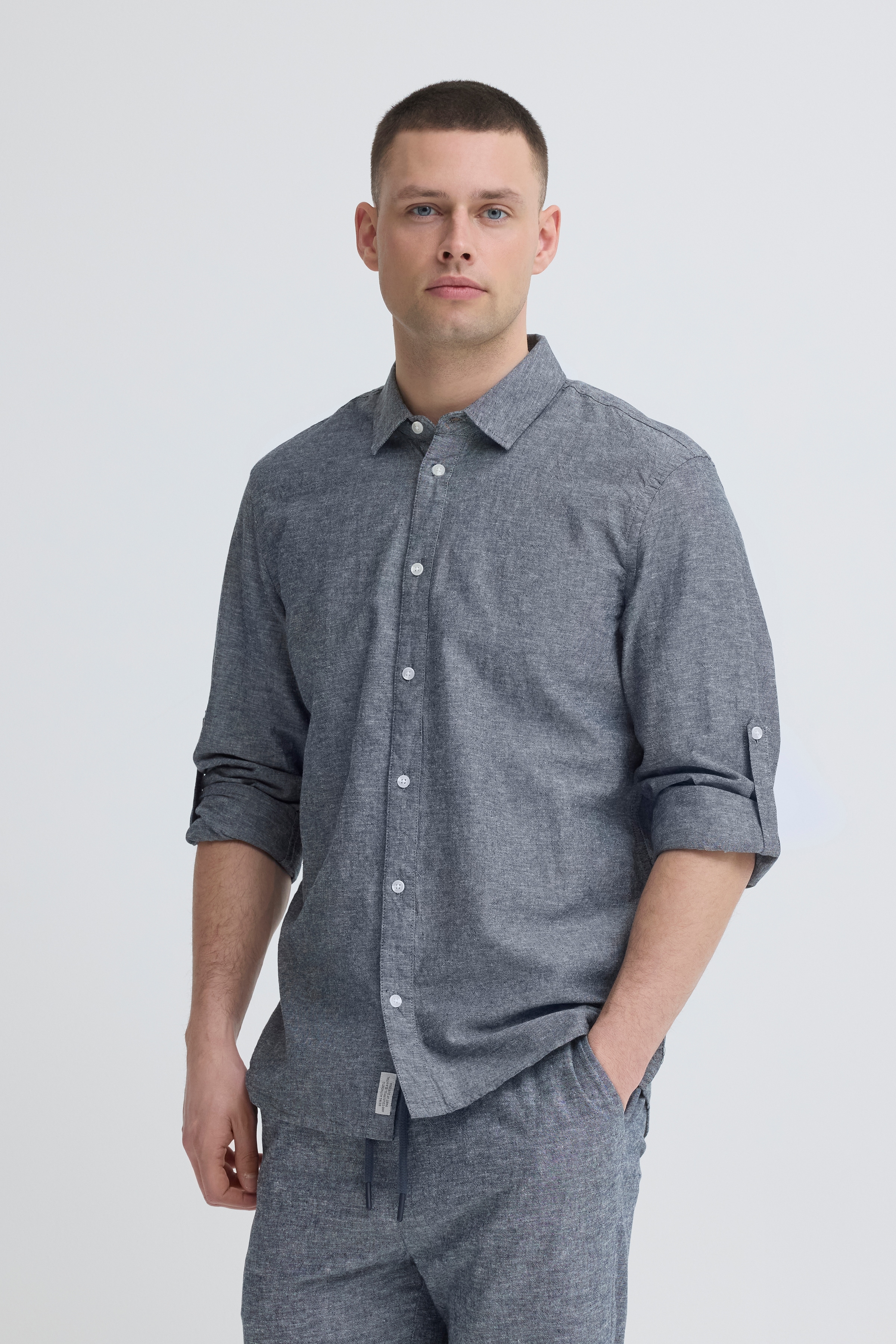 Blend "BHABAN SHIRT PP NOOS" mit normalem Hemdkragen, Regular Fit, in Leinenoptik