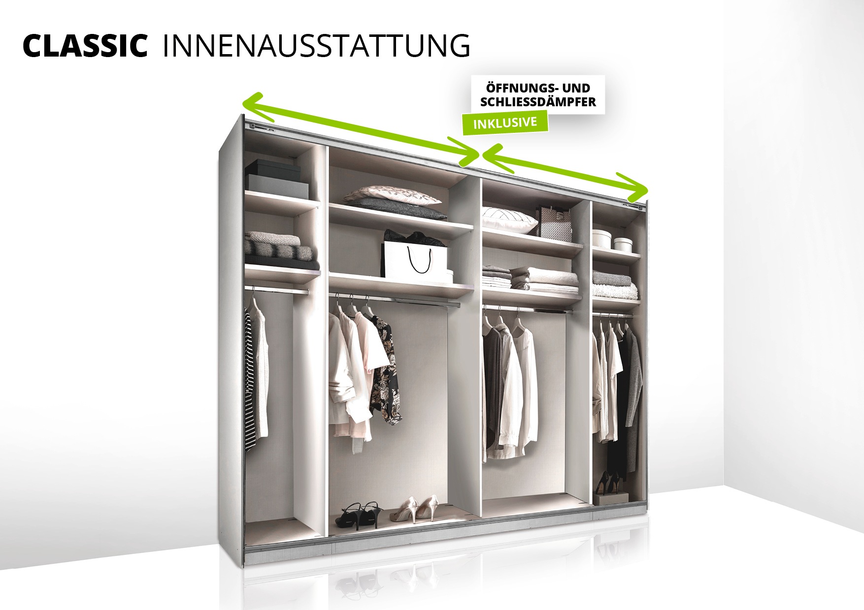 STAUD Schwebetürenschrank »Sonett 100, Made in Germany«, mit vier verschiedenen Ausstattungsvarianten