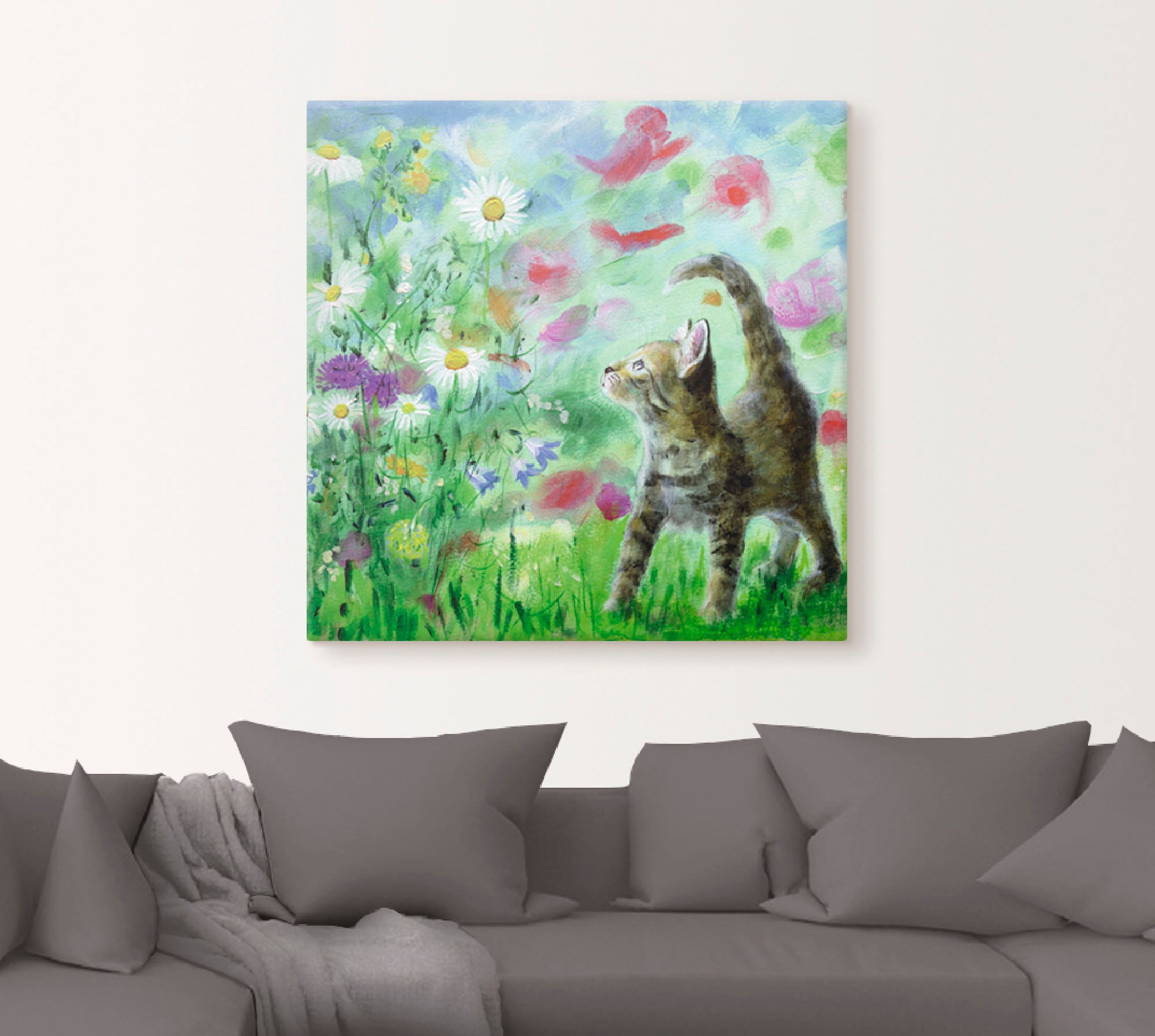 Artland Wandbild »Sommerwiese mit Kätzchen«, Haustiere, (1 St.), als Leinwandbild, Poster, Wandaufkleber in verschied. Größen