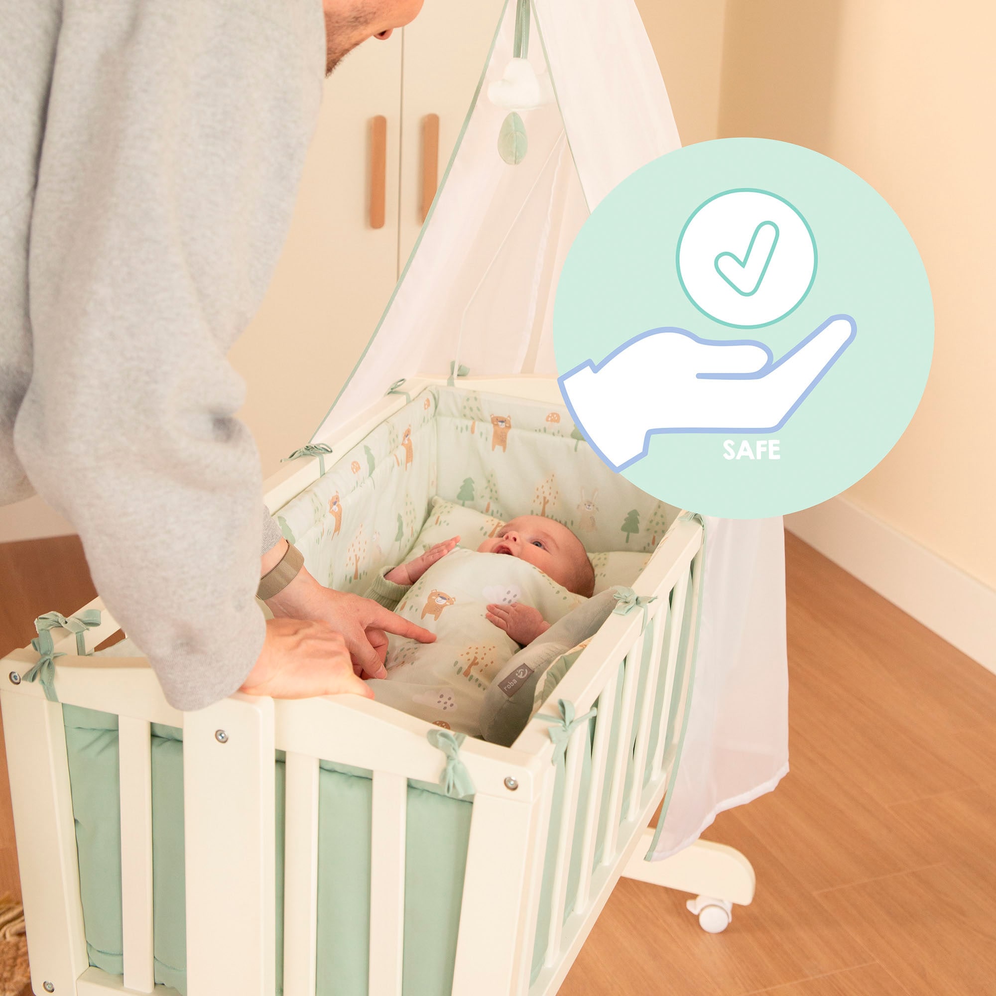 roba® Stubenbett »Woodland Buddies, Komplettwiegenset«, mit Komplettausstattung