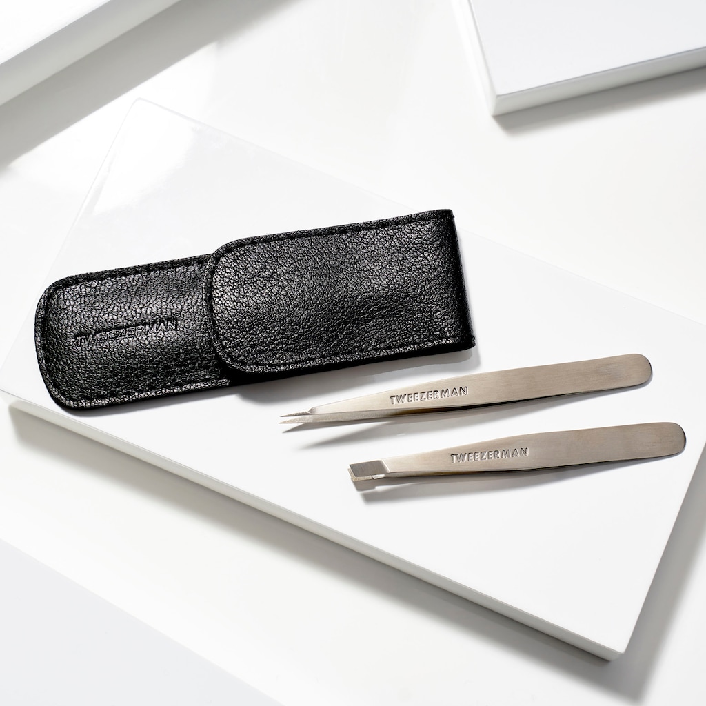 TWEEZERMAN Augenbrauenpinzette »PETITE TWEEZE SET WITH BLACK CASE«