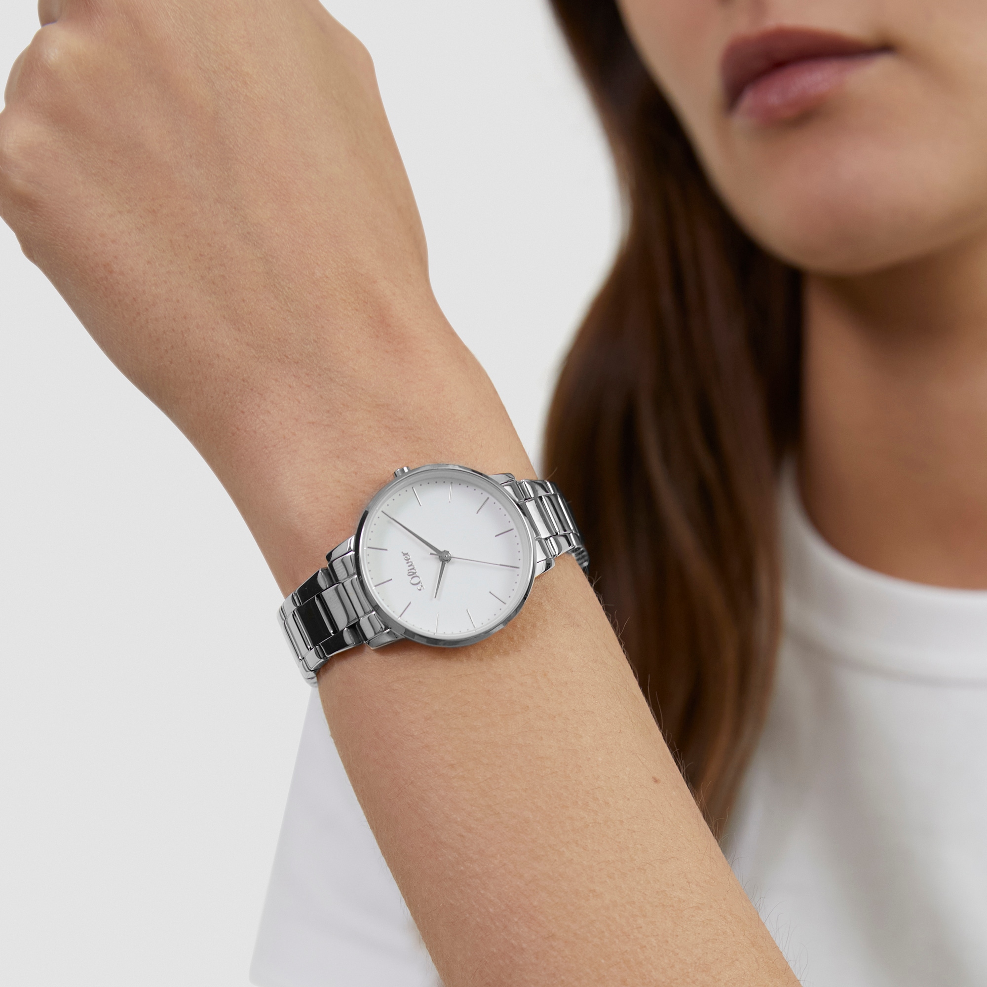 s.Oliver Quarzuhr »Modern Basics« Armbanduhr, Damenuhr, Edelstahlarmband, analog