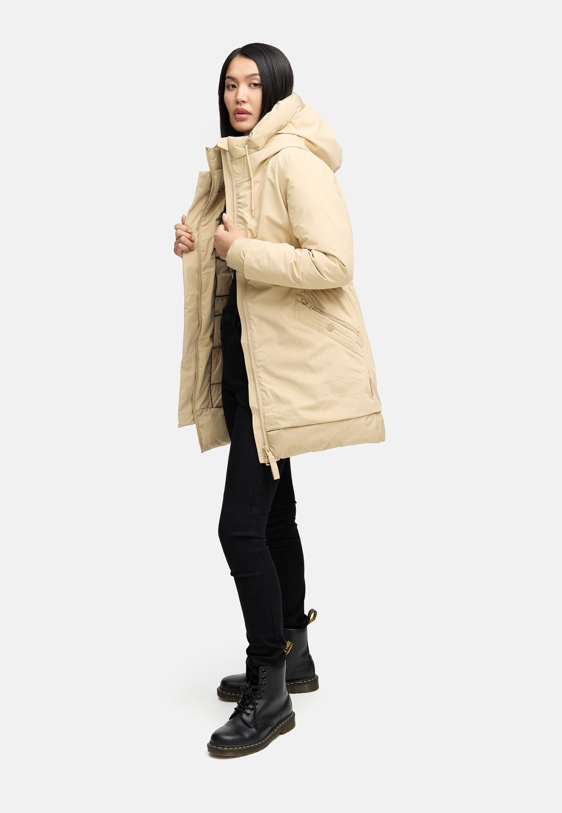 Navahoo Wintermantel »Winterprinzessin 14«, Warmer Mantel mit magnetischer Abdeckleiste