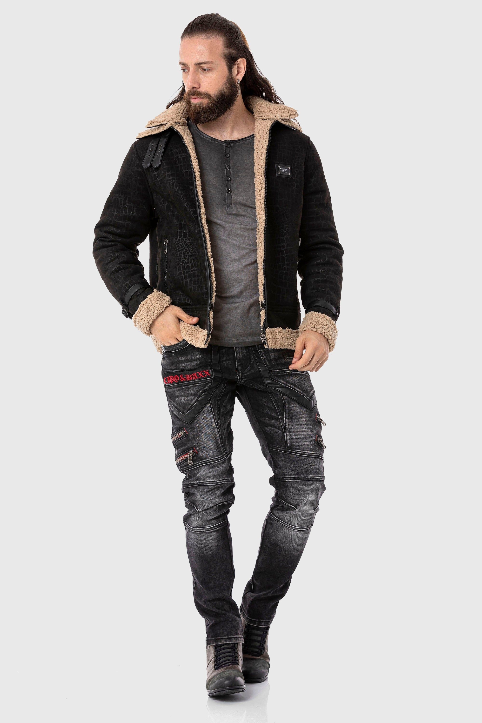 Cipo & Baxx Parka »Jacke«, ohne Kapuze, im Flieger-Look