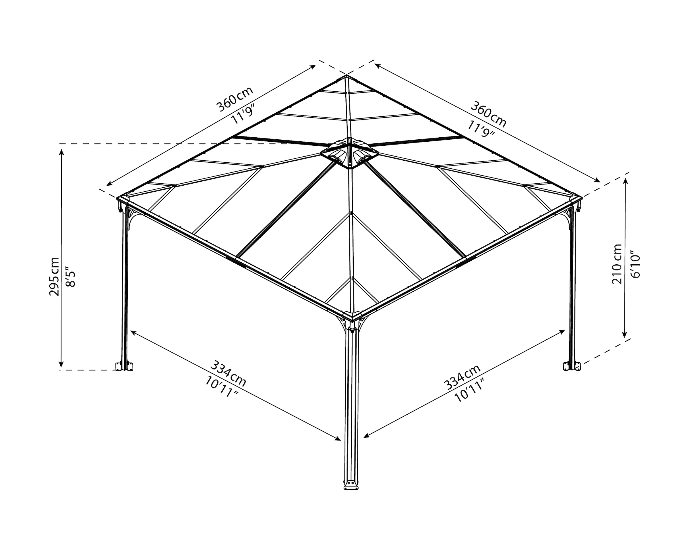 Palram - Canopia Pavillon »Palermo 3600«, BxT: 360x360 cm