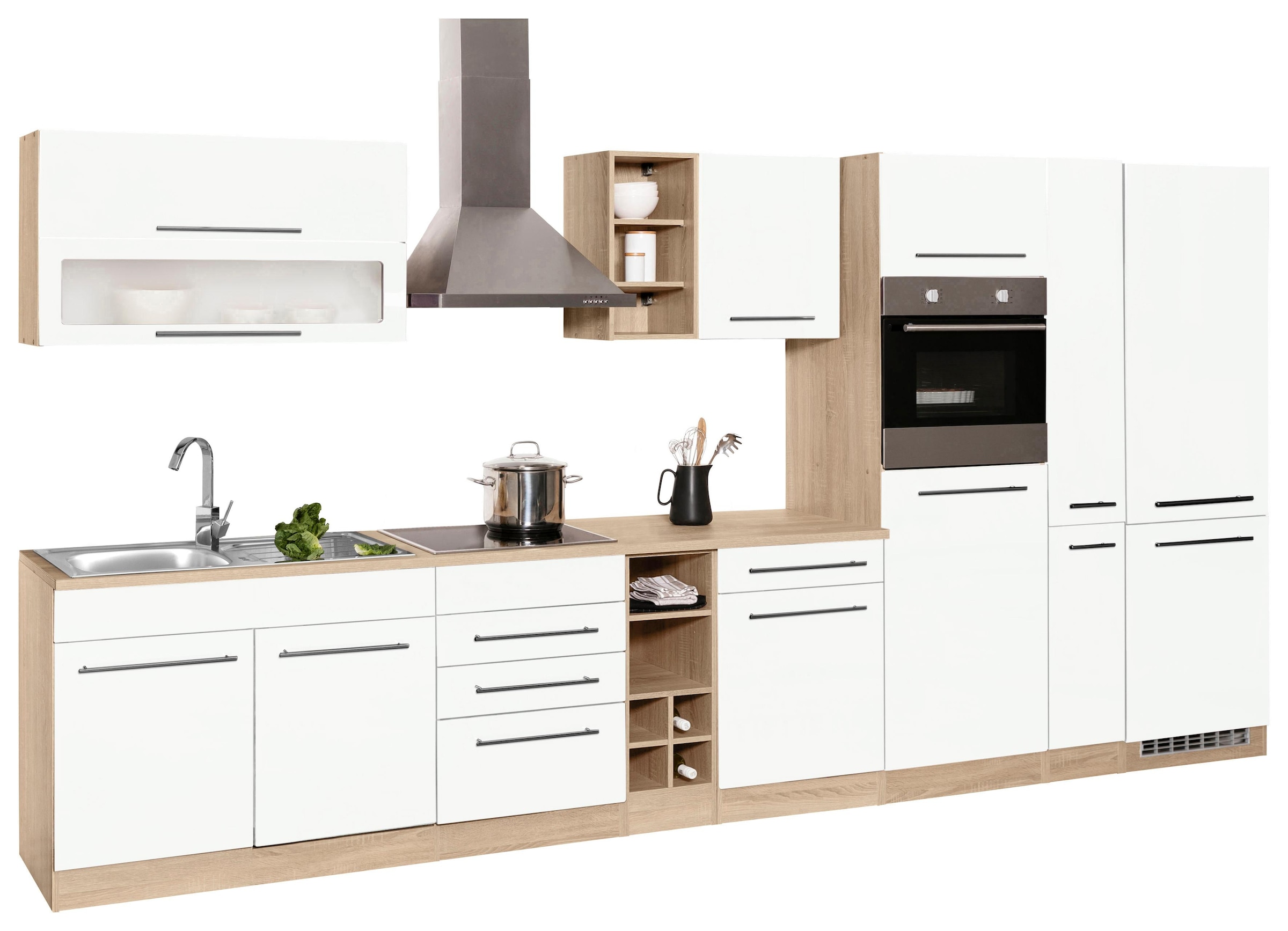 KOCHSTATION Küchenzeile »KS-Eton« mit E-Geräten, Breite 390 cm