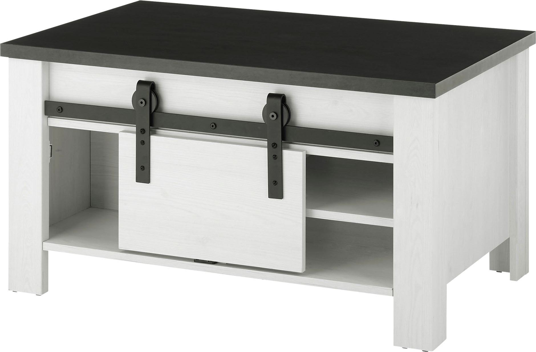 Home affaire Couchtisch "Sherwood, Beistelltisch, Wohnzimmertisch, Sofatisch, Tisch" mit Scheunentorbeschlag aus Metall, in 2 Farben erhältlich
