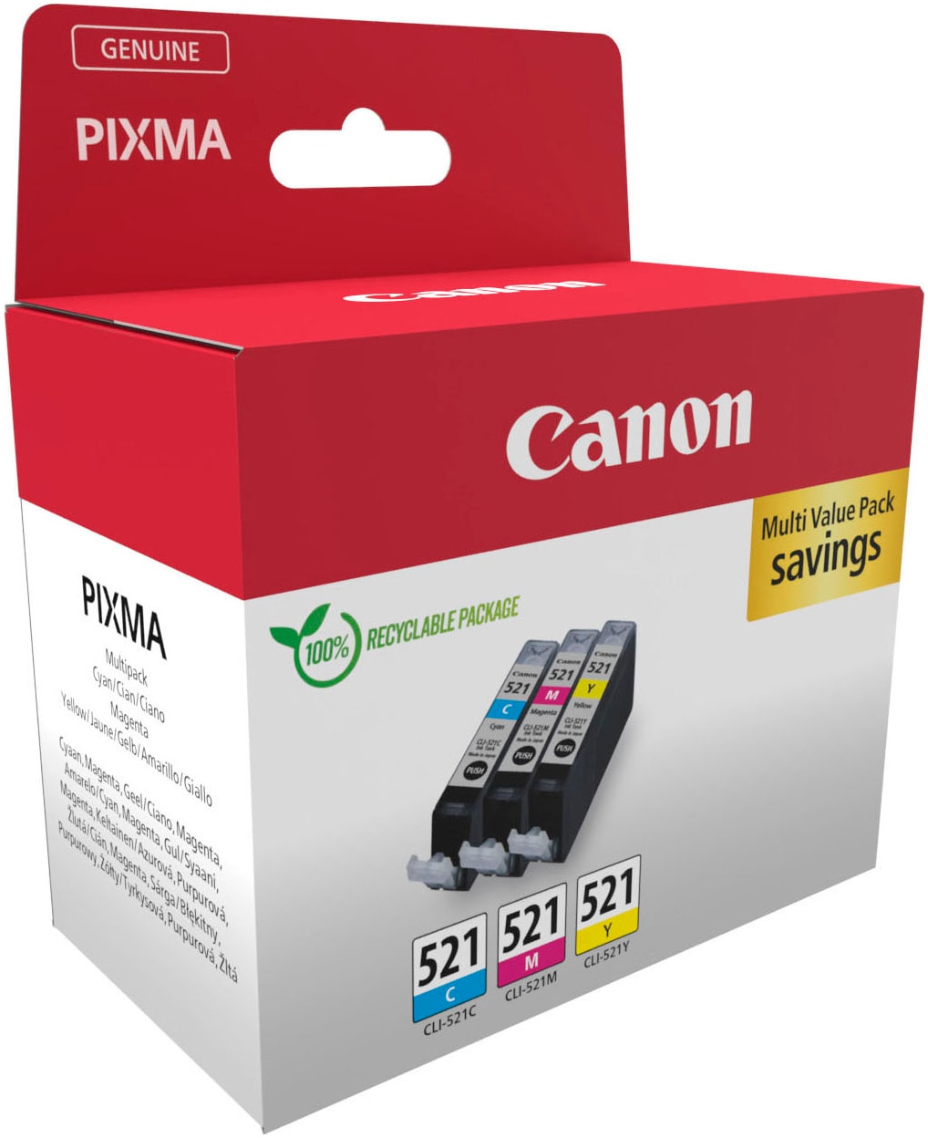 CANON Tintenpatrone "CLI-521 C/M/Y Multipack", bunt, Tintenpatronen