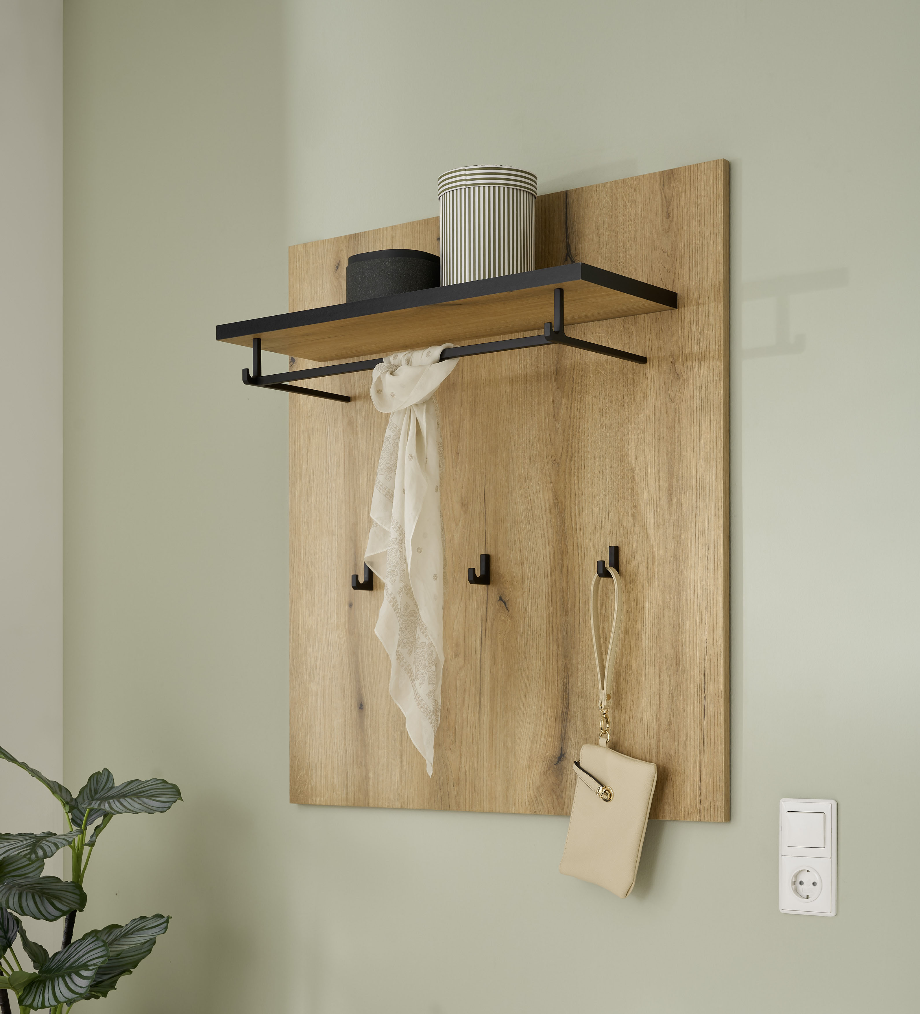 Home affaire Garderobenpaneel "Cantara, Wandregal, Flurgarderobe mit Hutablage, Kleiderstange & Haken" vielseitig einsetzbar, in zwei Farben verfügbar, 79 cm breit
