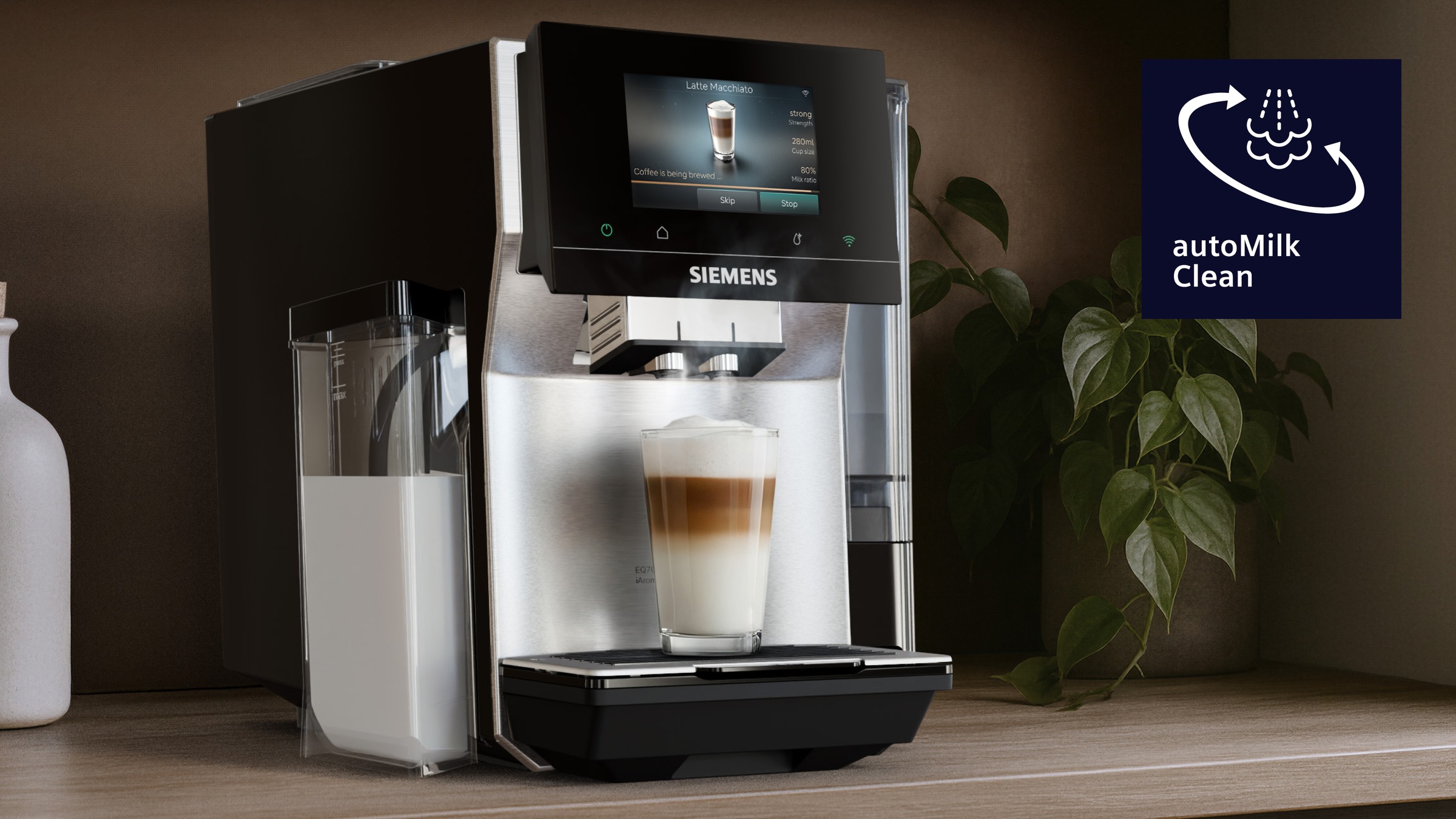 SIEMENS Kaffeevollautomat »TQ727D03« farbiges Full-Touch-Display, Doppeltassenfunktion, sehr leise, schwarz
