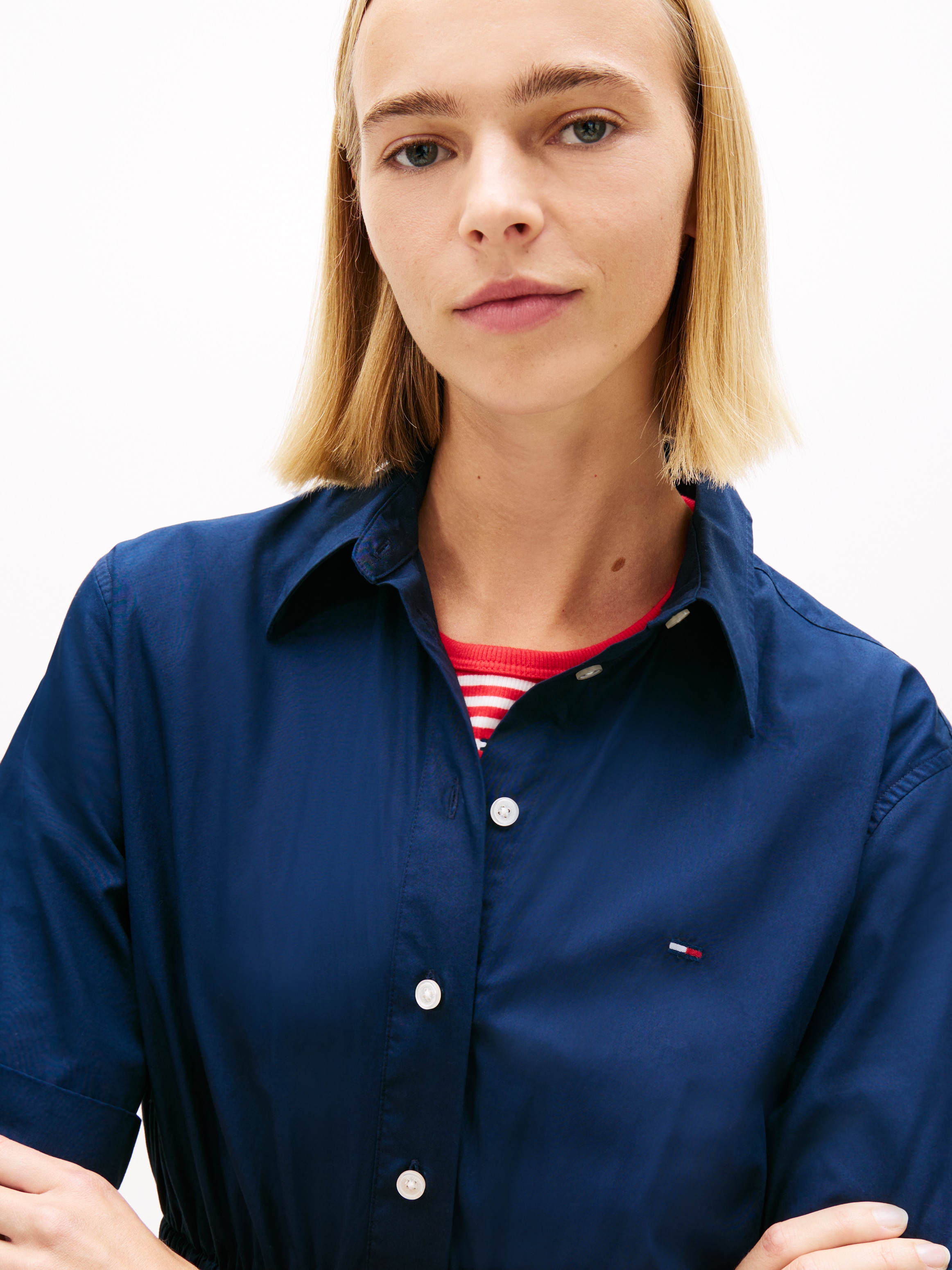 Tommy Jeans Hemdblusenkleid »TJW MINI STRIPE SHIRT DRESS« Eingrifftaschen mit Taillen Bindeband, Relaxed Fit