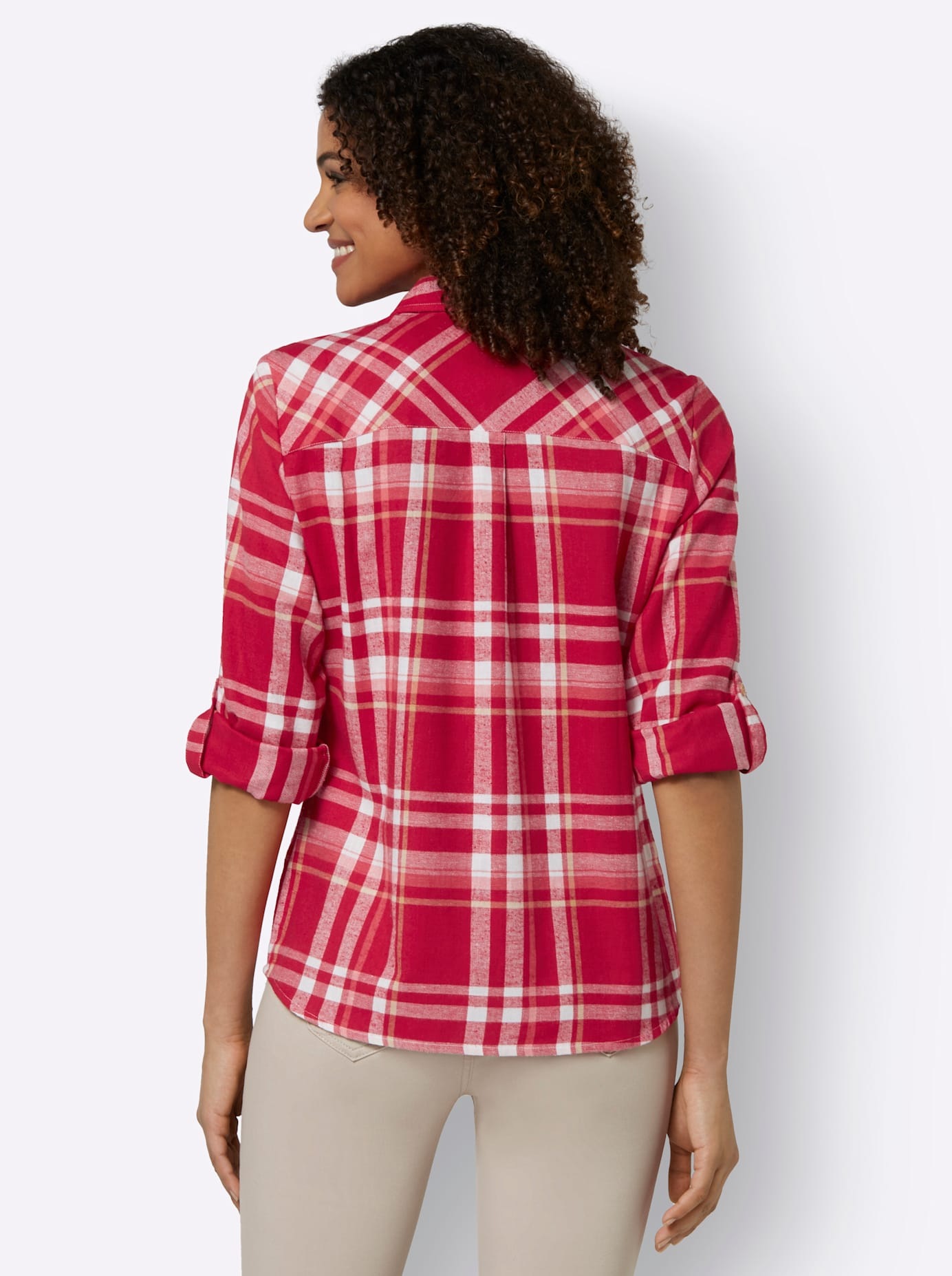 Flanellbluse CASUAL LOOKS, Damen, Gr. 48, bunt (rot, camel, kariert), 100% Baumwolle, gemustert, kariert, mehrfarbig, Blusen 2