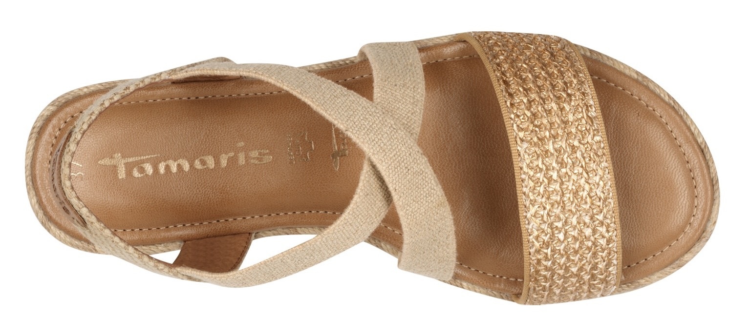 Tamaris Riemchensandale, Plateau, Sandalette, Sommerschuh mit Kontrast-Details