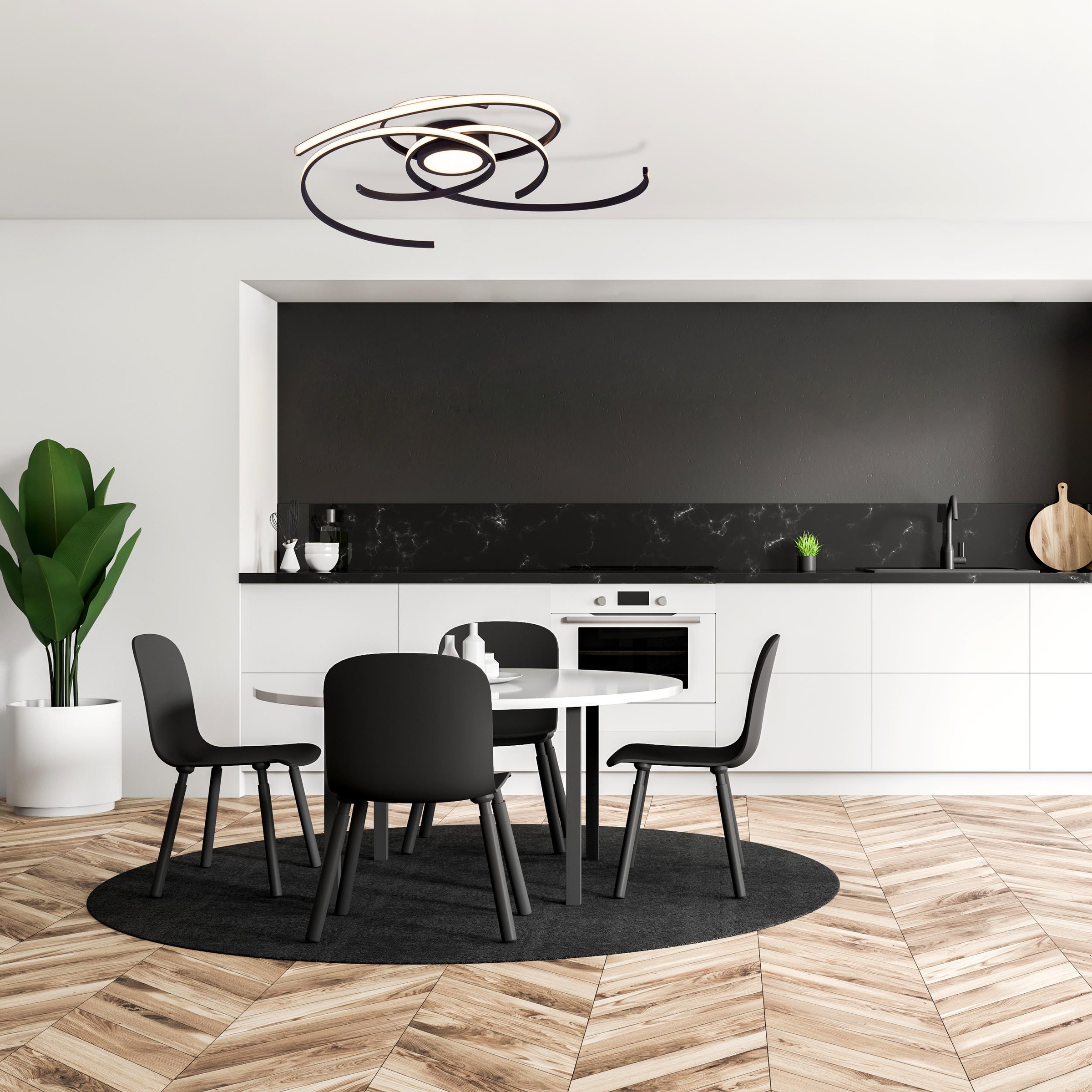 näve LED Deckenleuchte »"RADON" schwarz«, 1 flammig, In 3-Stufen-dimmbar, Lichtfarbe warmweiß, Durchmesser 75cm