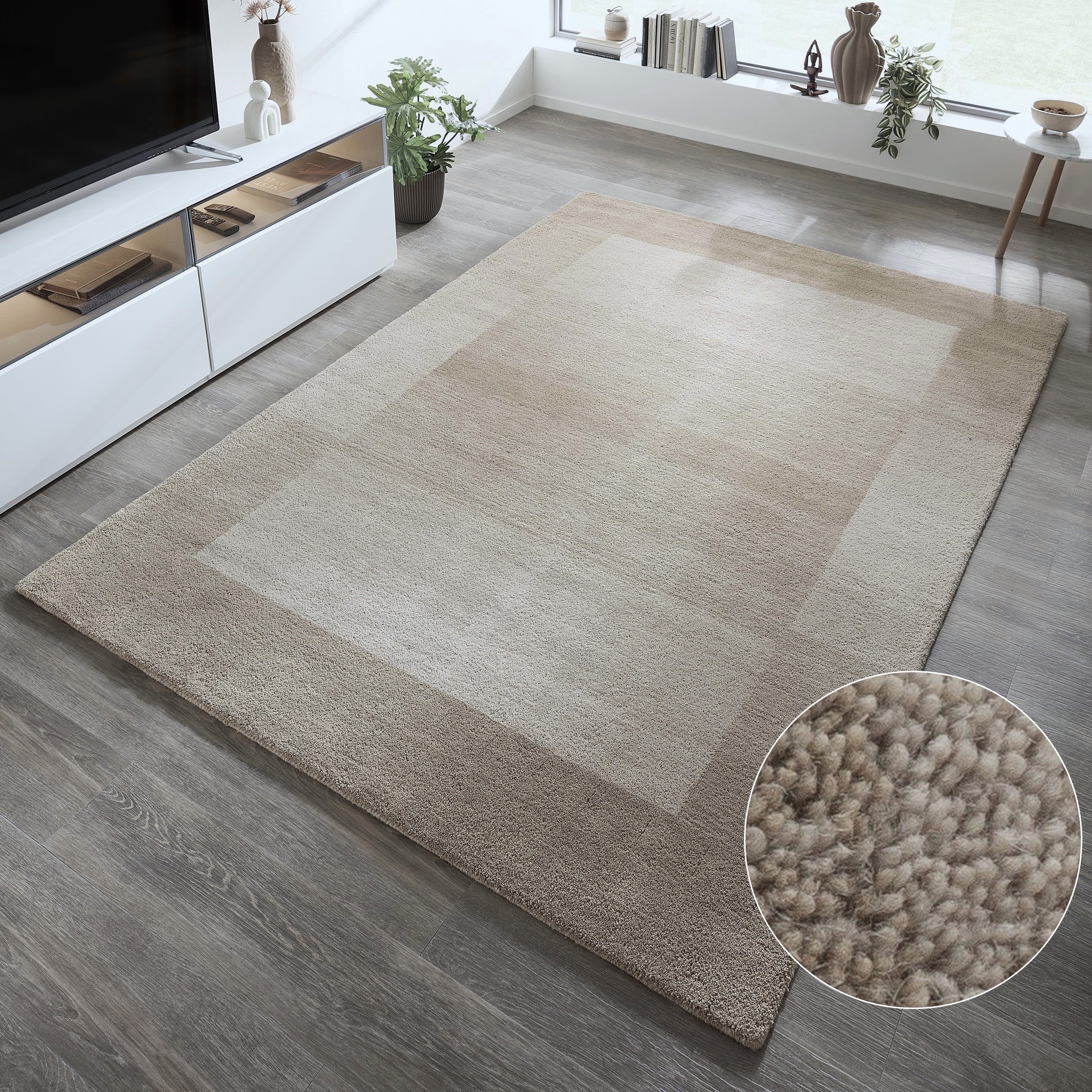 Wollteppich THEKO "Gabbeh Super, Handweb, auch als Läufer erhältlich, reine Wolle" Gr. 2, beige, B:70cm H:9mm L:140cm, Wolle, Teppiche, Schlafzimmer, Wohnzimmer, Esszimmer, auch als Bettumrandung