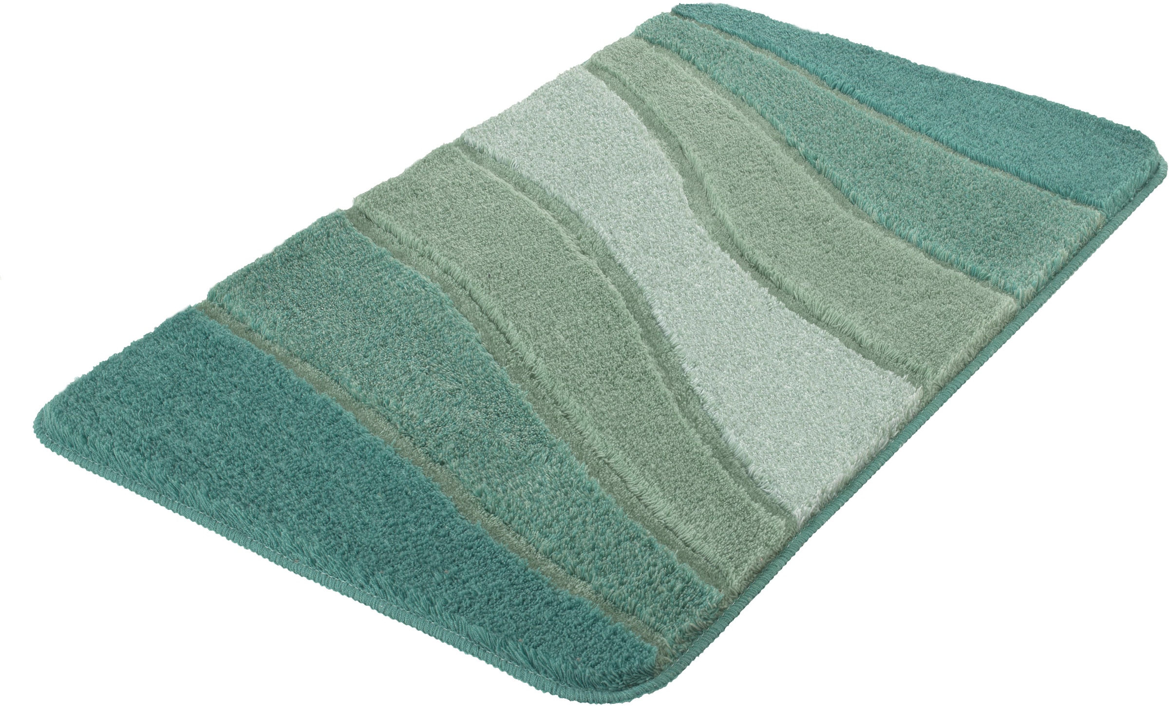 Kleine Wolke Badematte "Ocean, Badvorleger, Badezimmer Teppich" Höhe 21 mm rutschhemmend beschichtet fußbodenheizungsgeeignet Badteppich, Wellen Design, mit Farbverlauf, Hoch-Tief Effekt, waschbar