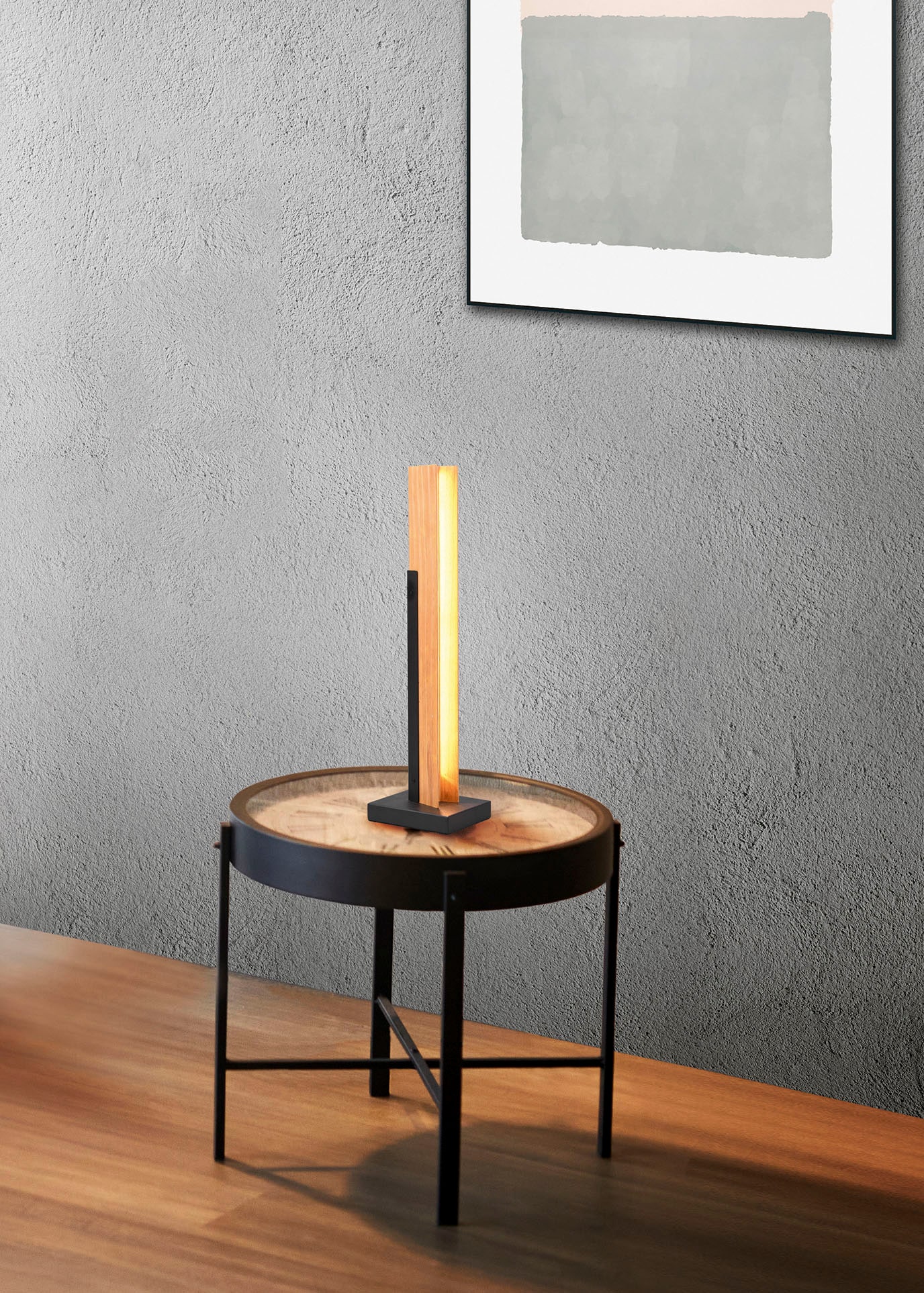 TRIO Leuchten LED Tischleuchte 1 warmweiß Holz LED Metall + | »Kerala«, aus 50cm, BAUR Höhe Touchdimmer, 8W Tischlampe flammig-flammig