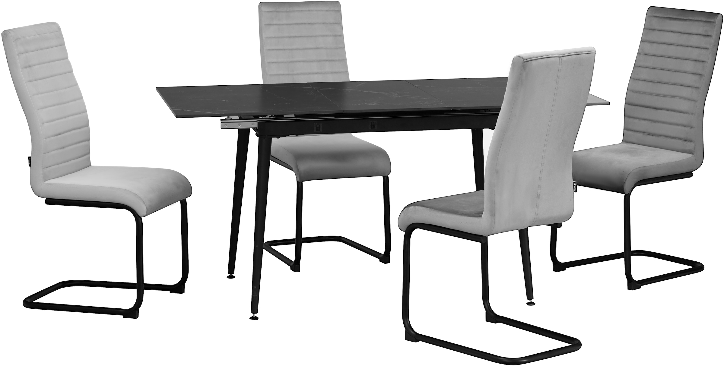 Home affaire Essgruppe »Melwine Keramiktisch Freischwinger«, (Set, 5 tlg.), Tisch ausziehbar 120-160 cm Esszimmer Tischgruppe