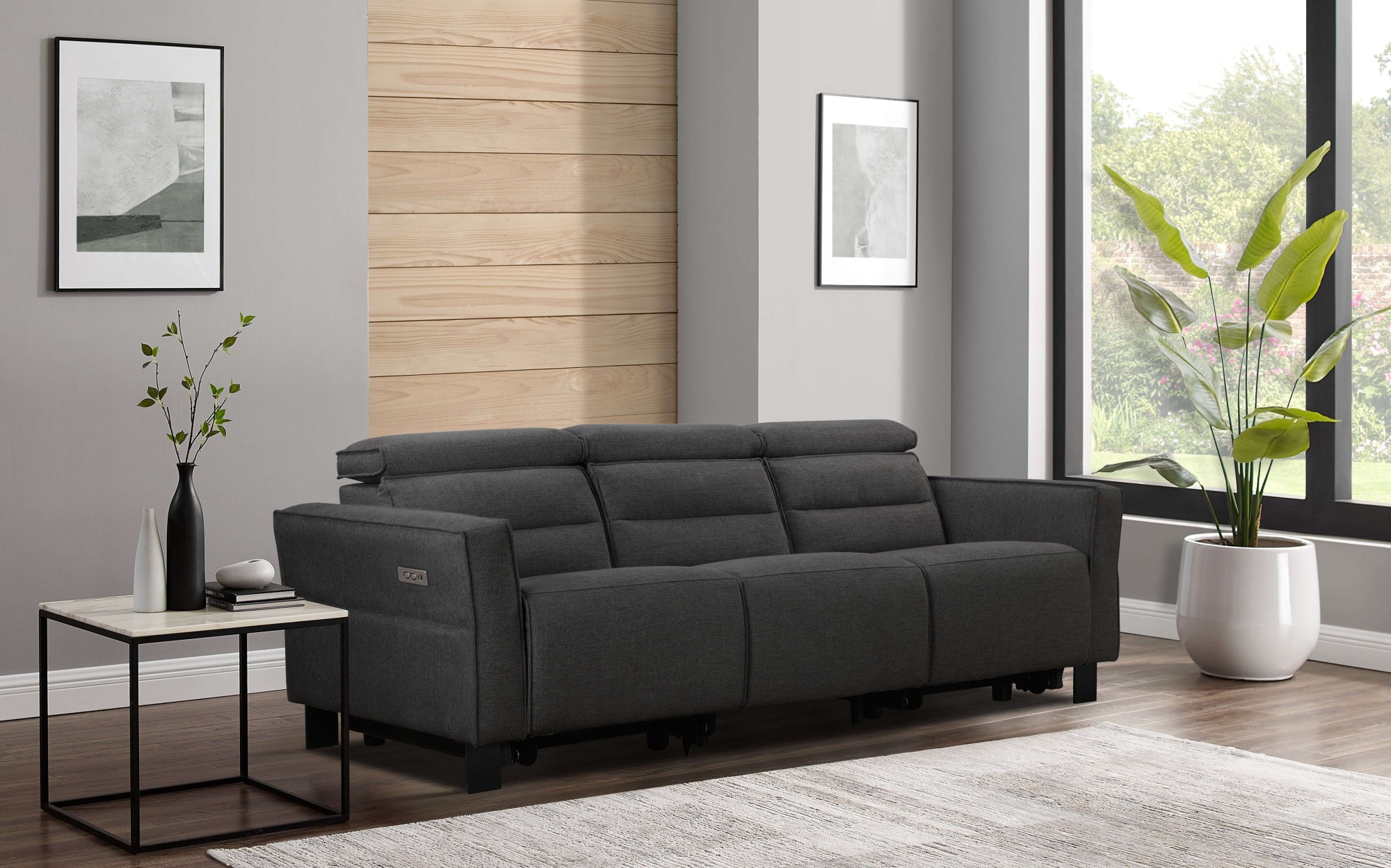 Places of Style 3-Sitzer »Carpari, 224cm, manuelle od. elektrische Relaxfunktion in 2 Sitzen«, mit USB-A/C, Kopfteilverstellung, Echtleder, Kunstleder, Webstoff
