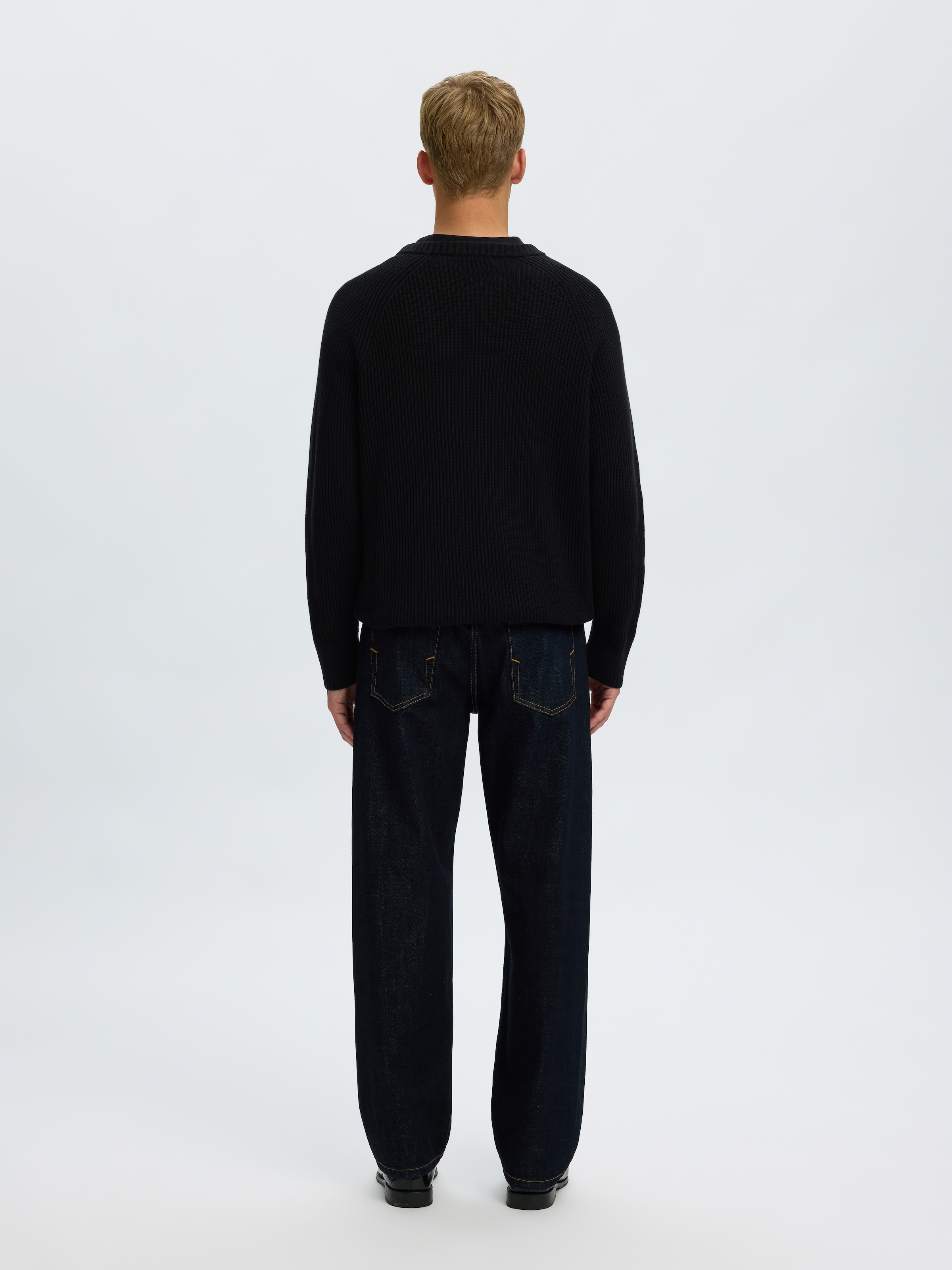 SELECTED Rundhalspullover »SLMBRAUN KNIT RIB CREW NECK NOOS« Baumwolle, relaxed fit