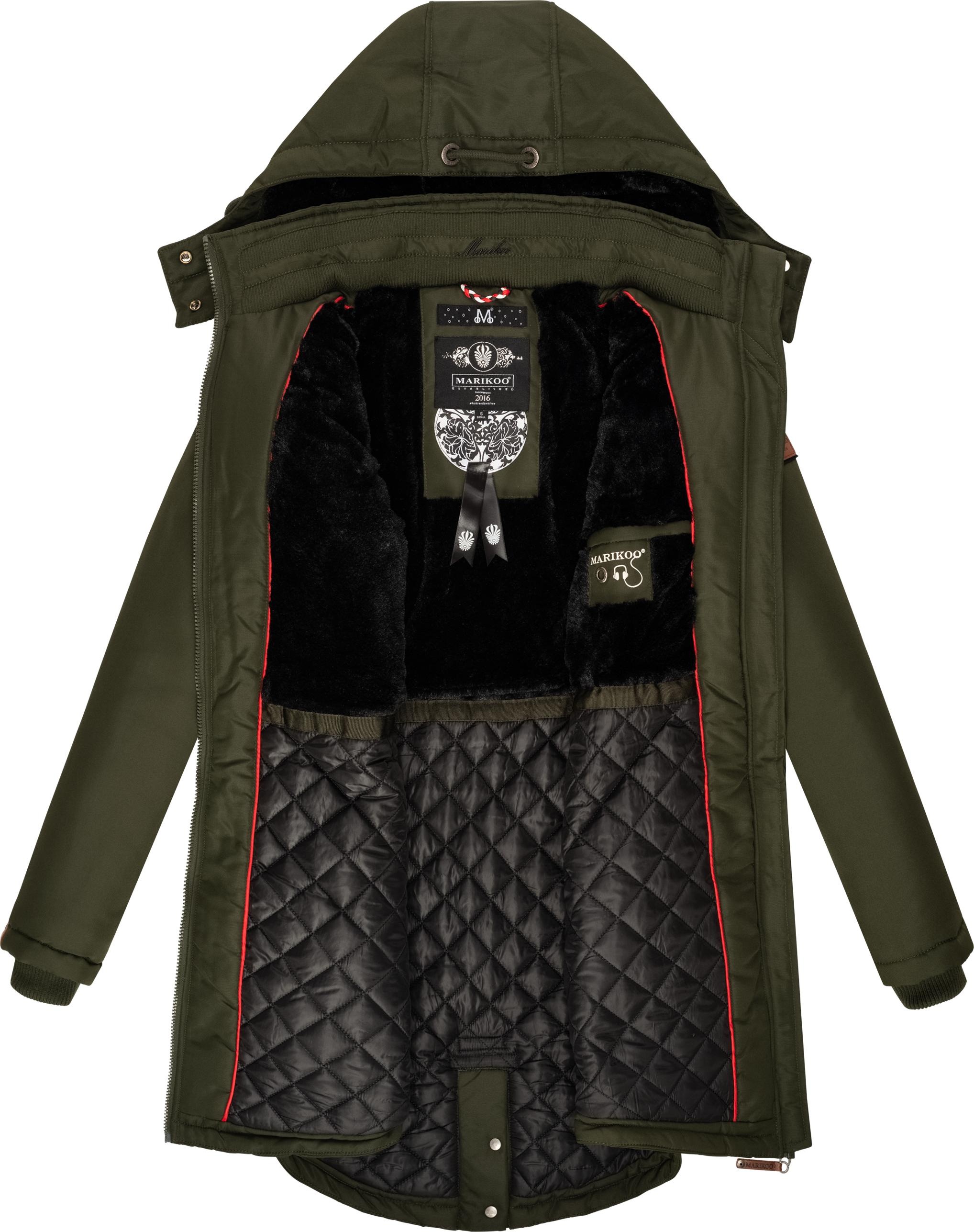 Marikoo Wintermantel »Kamii«, sportlicher Damen Winterparka mit abnehmb. Kapuze