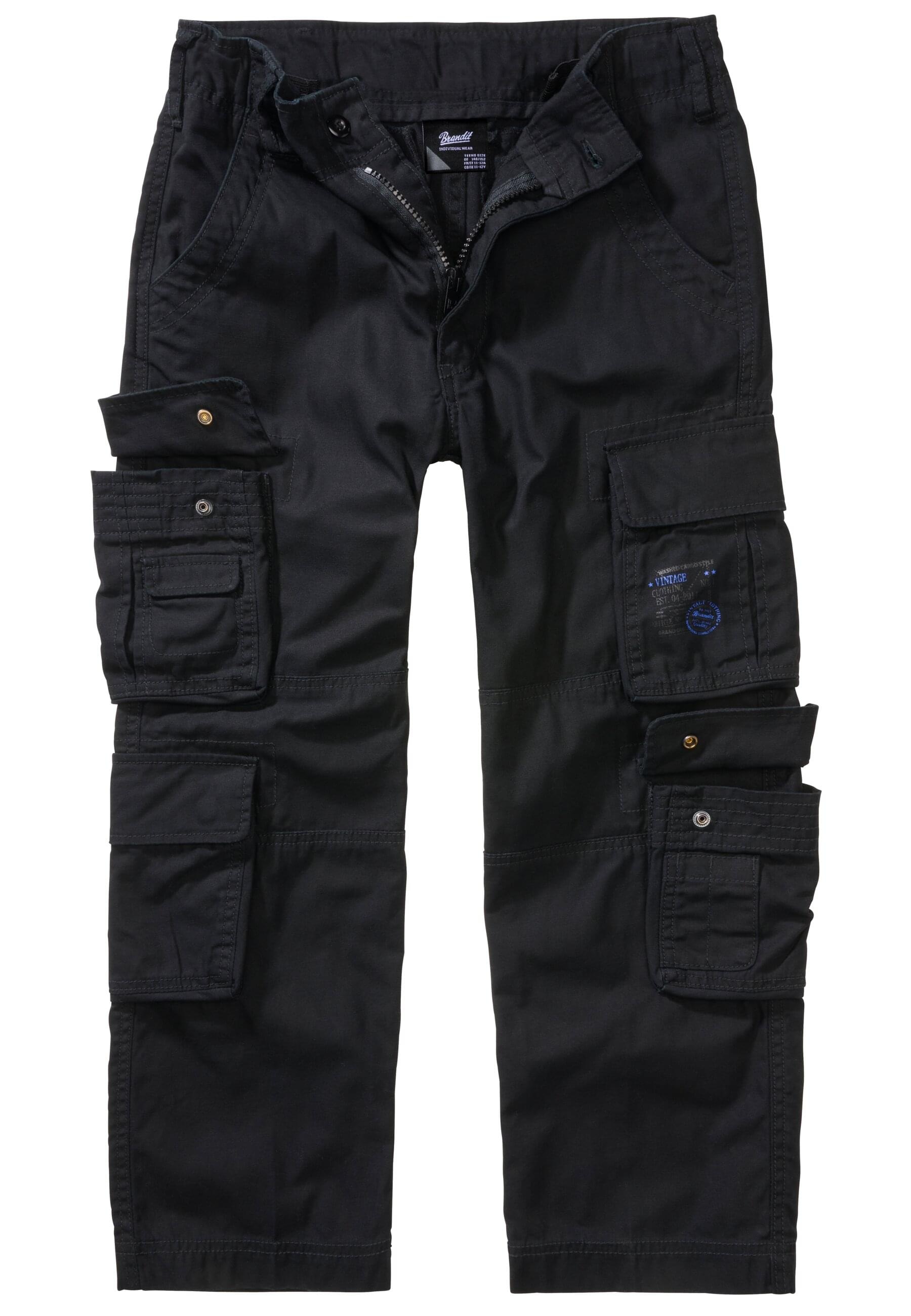 BRANDIT Jungen Cargohose "Brandit Kids Kids Pure Trouser"schwarz, Gr. 170, 100% Baumwolle, Hosen