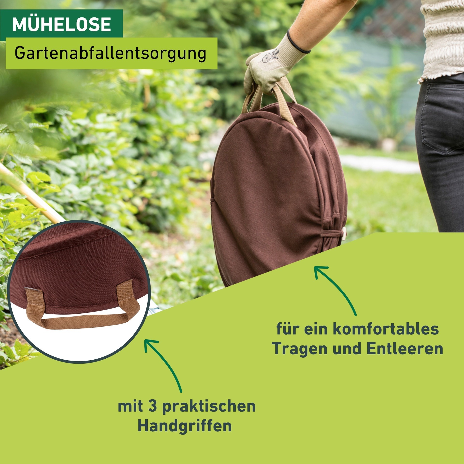 Windhager Gartensack »Pop-Up CANVAS, selbststehender Springsack 120 Liter« Gartensack, Grünschnitt- und Laubkorb Ø 50 x 60cm