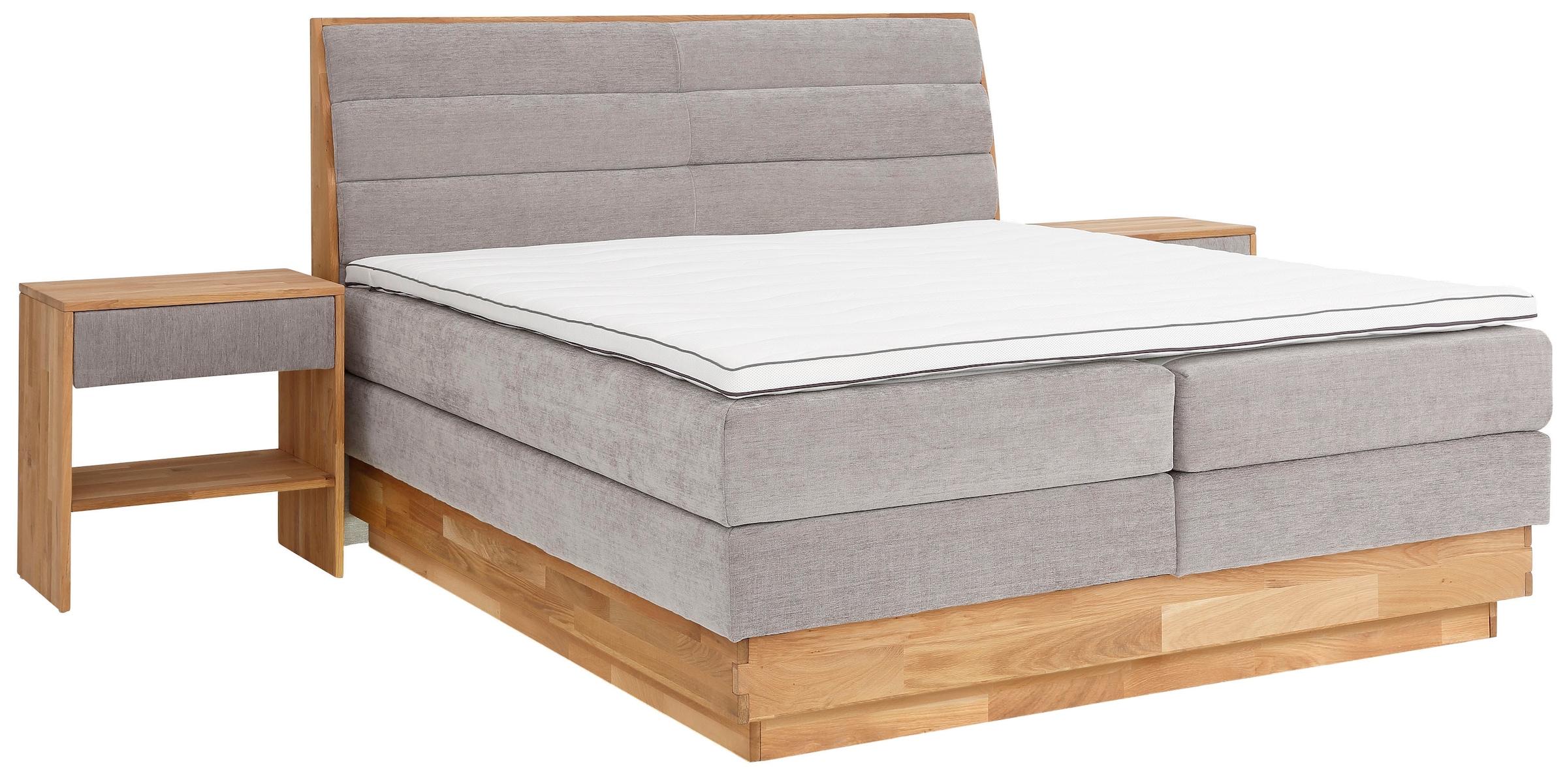 OTTO products Boxspringbett »Jenna«, ohne LED-Beleuchtung, mit zertifizierten, recycelten Bezugsstoffen