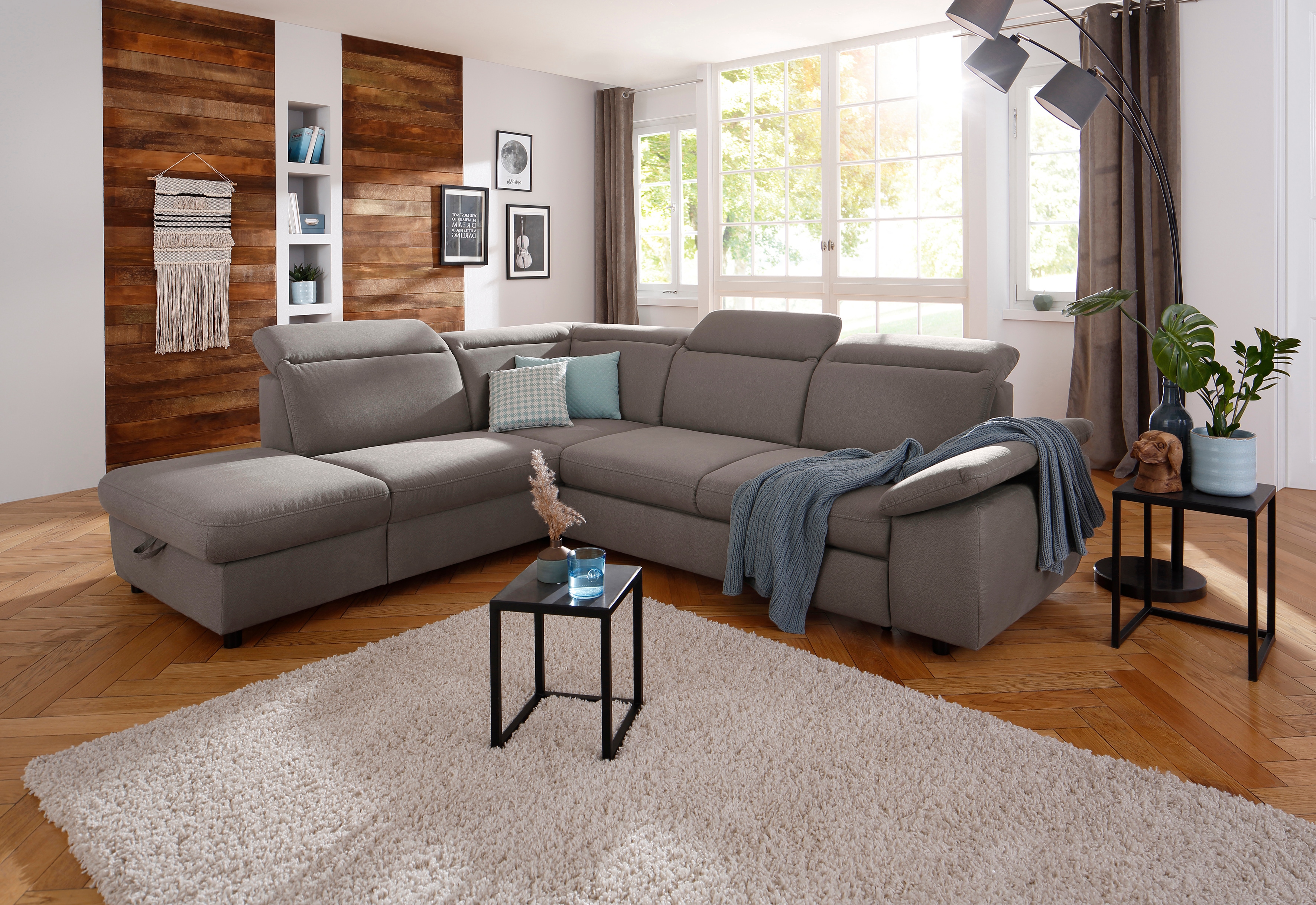 OTTO home Ecksofa "Mauritius L-Form" mit Ottomane, mit Kopfteil- und Armlehnverstellung