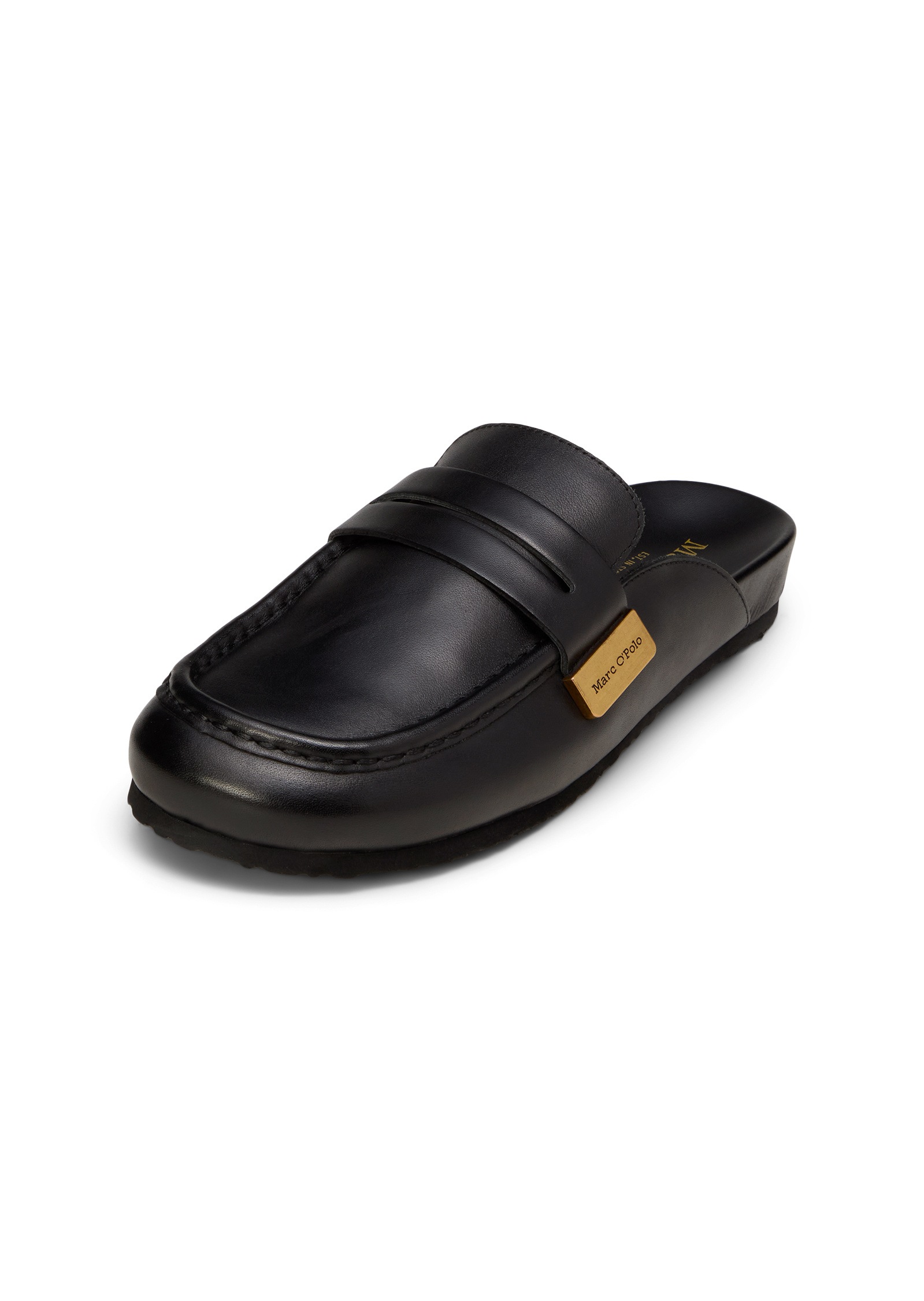 Sabot MARC O'POLO "aus hochwertigem Rindleder", Damen, Gr. 36, schwarz, Obermaterial: 100% Leder (Rind), unifarben, Schuhe Sabot