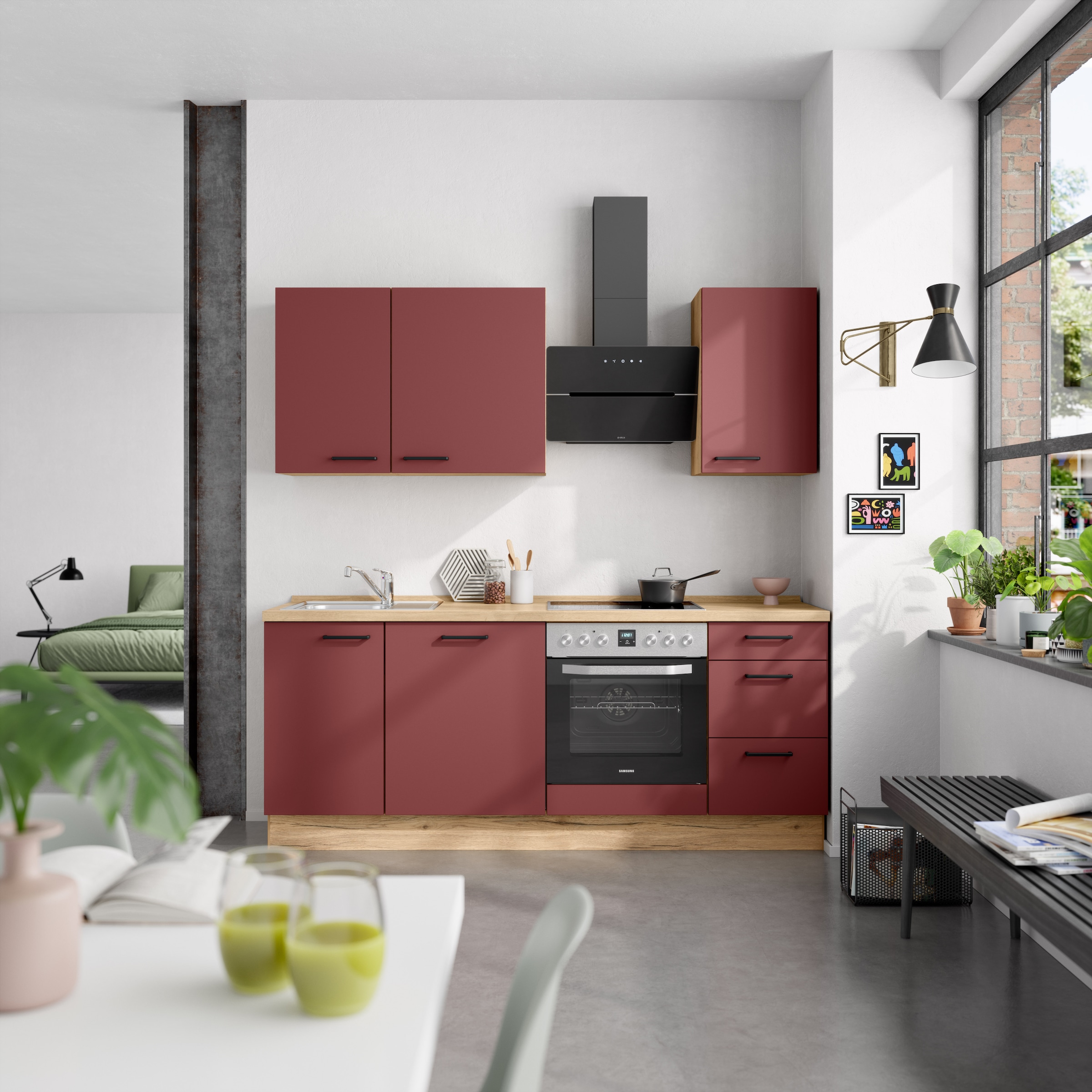 nobilia® Küchenzeile »"Easytouch II"«, vormontiert, Ausrichtung wählbar, Breite 210 cm, wahlw. mit E-Geräten