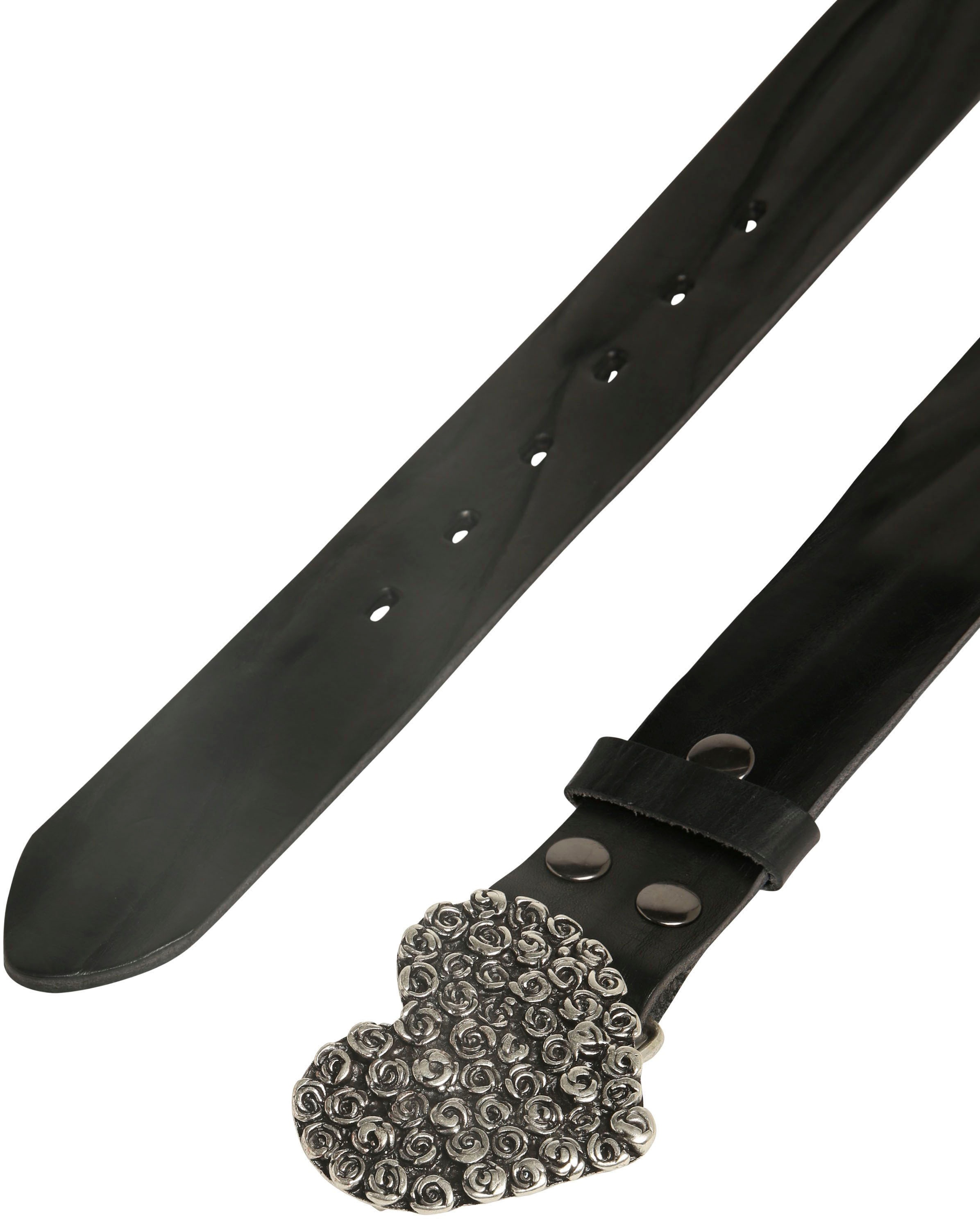 Rettungsring Gürtel Ledergürtel mit floraler Herzkoppelschließe günstig online kaufen