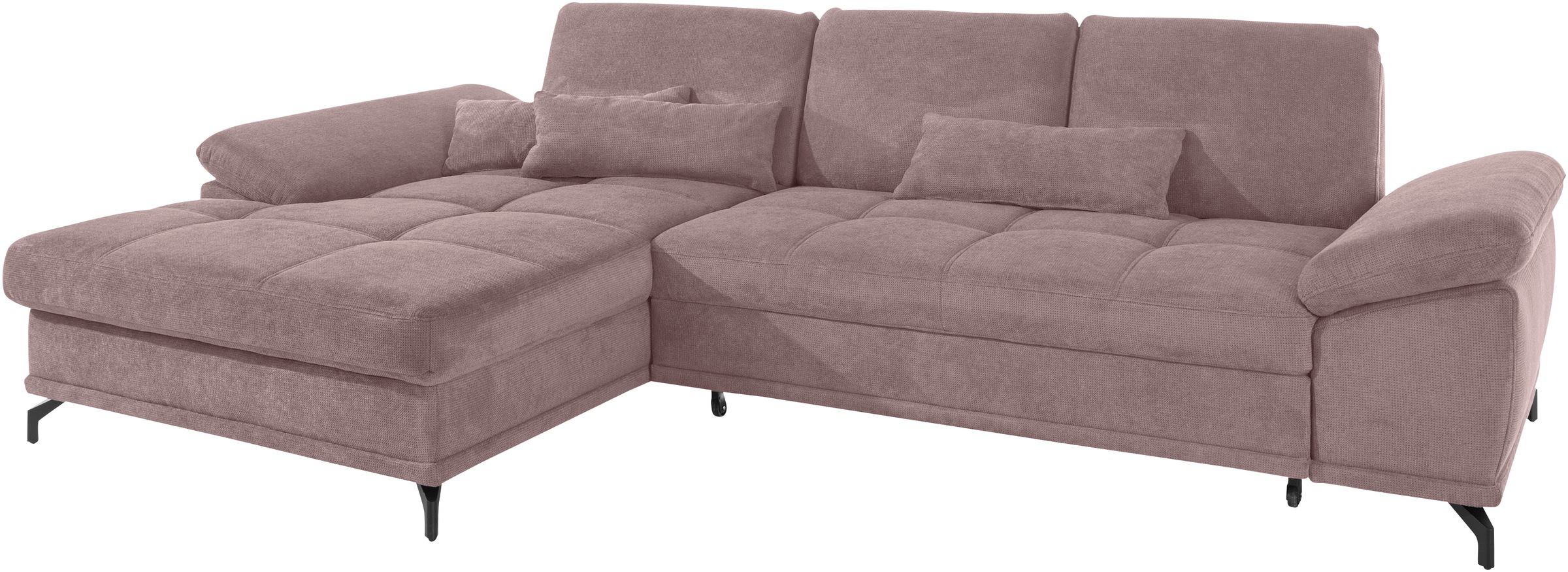 Places of Style Ecksofa Costello, mit Sitztiefenverstellung und Armlehnfunktion, incl. 3 Nierenkissen