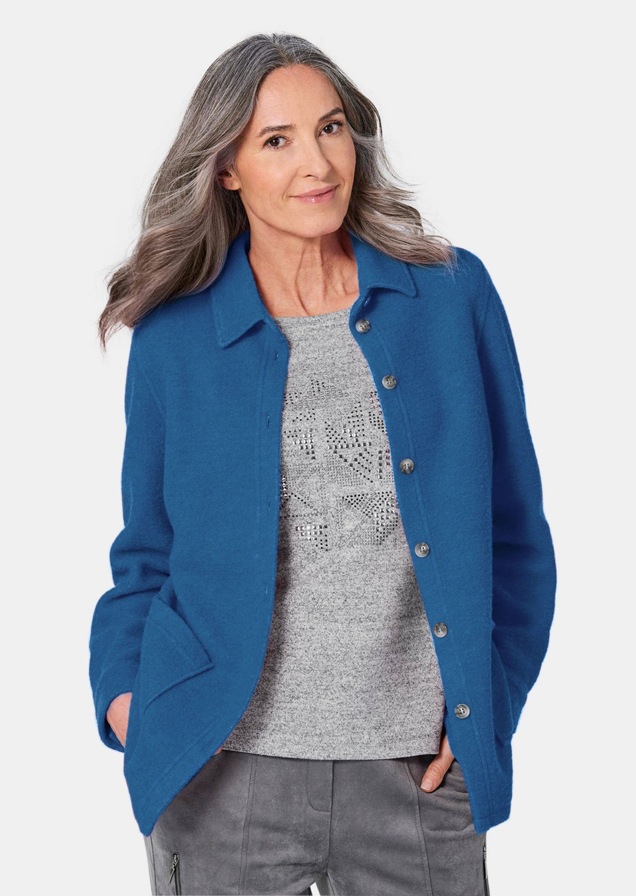 GOLDNER Sommerjacke "Lässige Wolljacke mit Hemdkragen" Knöpfe günstig online kaufen