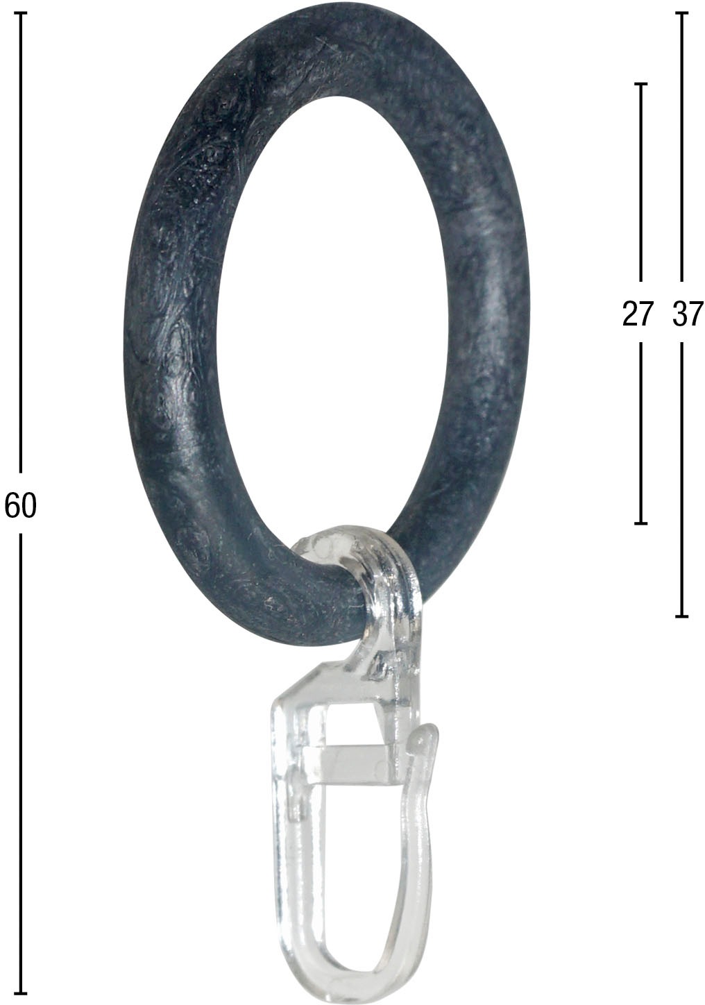 GARESA Gardinenring »Ring mit Haken«, (20 St.), für Durchmesser bis 16 mm, einfache Montage