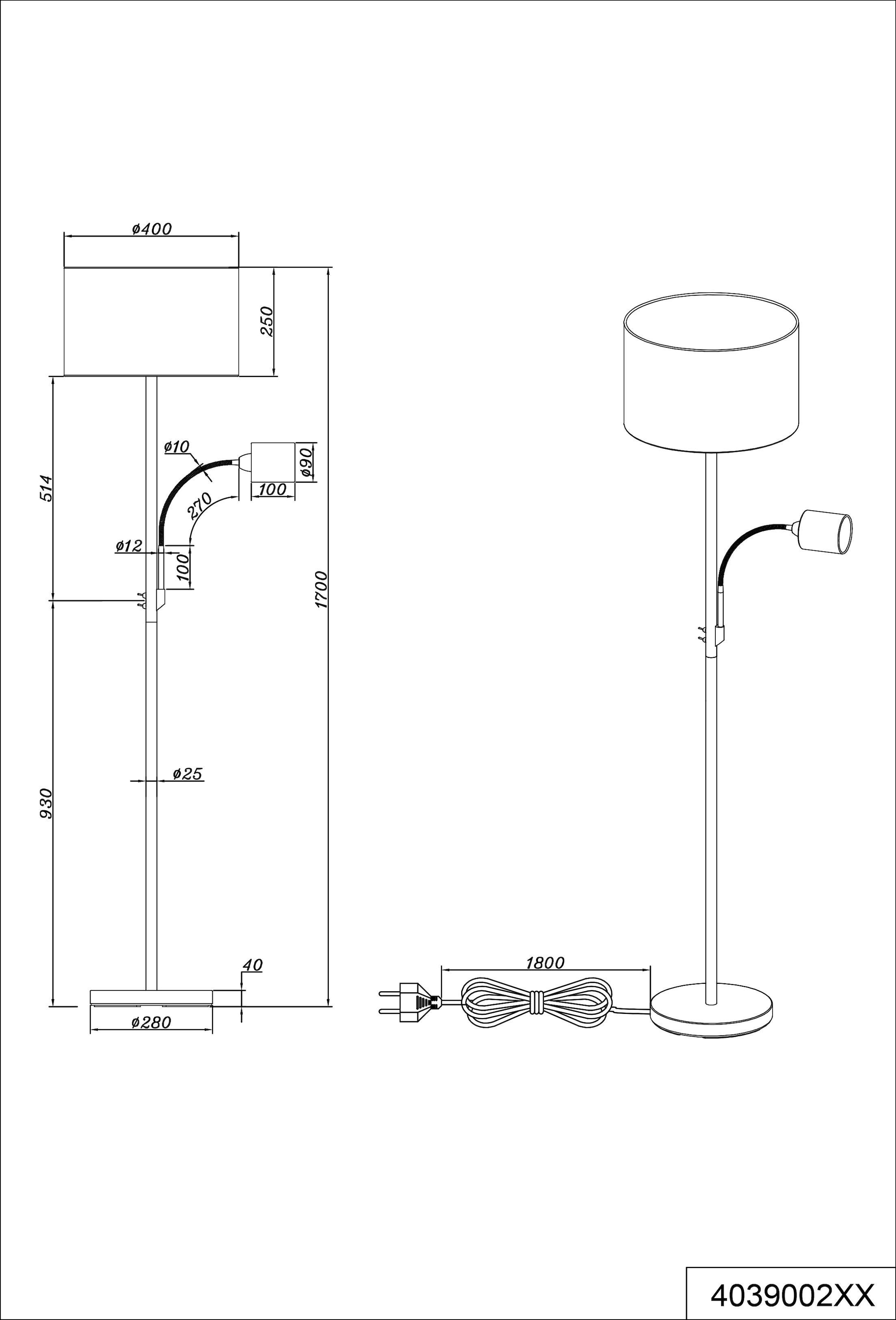 Black Friday TRIO Leuchten Stehlampe »Hotel«, 2 flammig-flammig, mit  flexibel einstellbarer Leseleuchte, getrennt schaltbar | BAUR