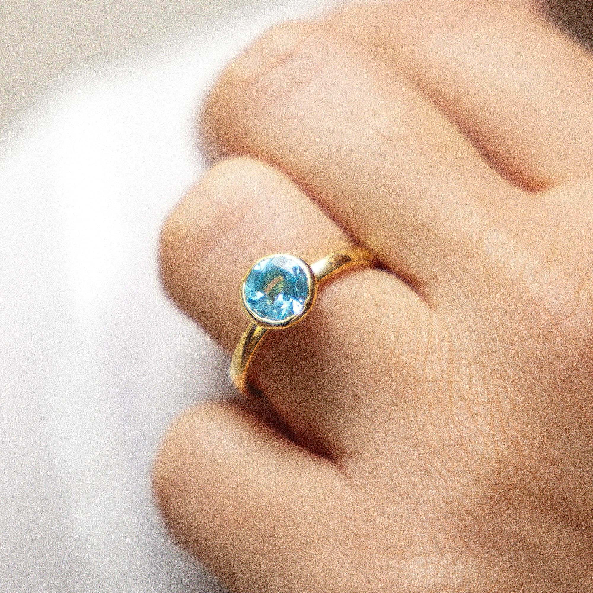 Zeeme Fingerring »Silber 925 vergoldet mit Blautopas (beh.) Peridot Amethyst«