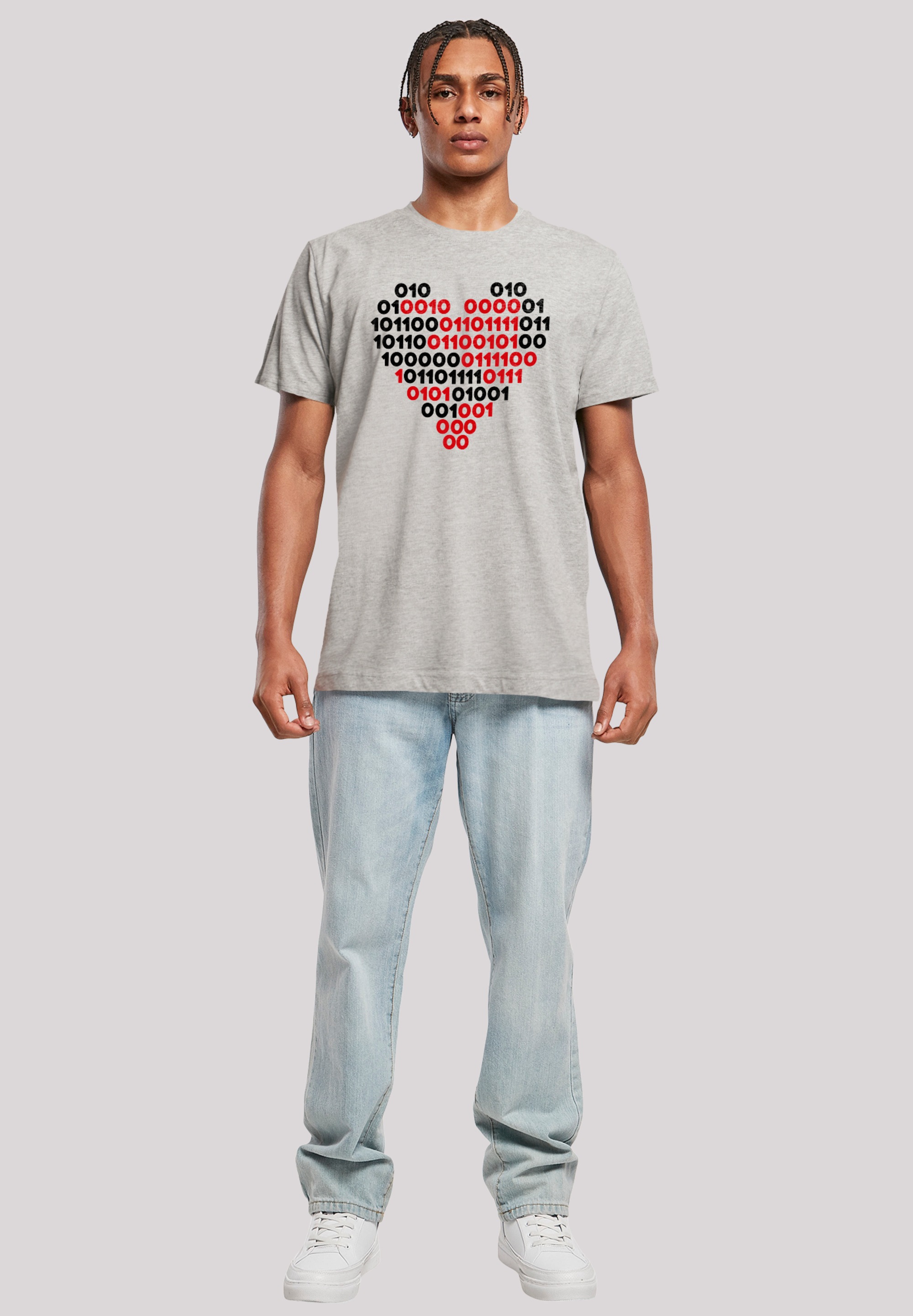 F4NT4STIC T-Shirt »I love you 01001001 Binary Code Herz Valentinstag«, Premium Qualität