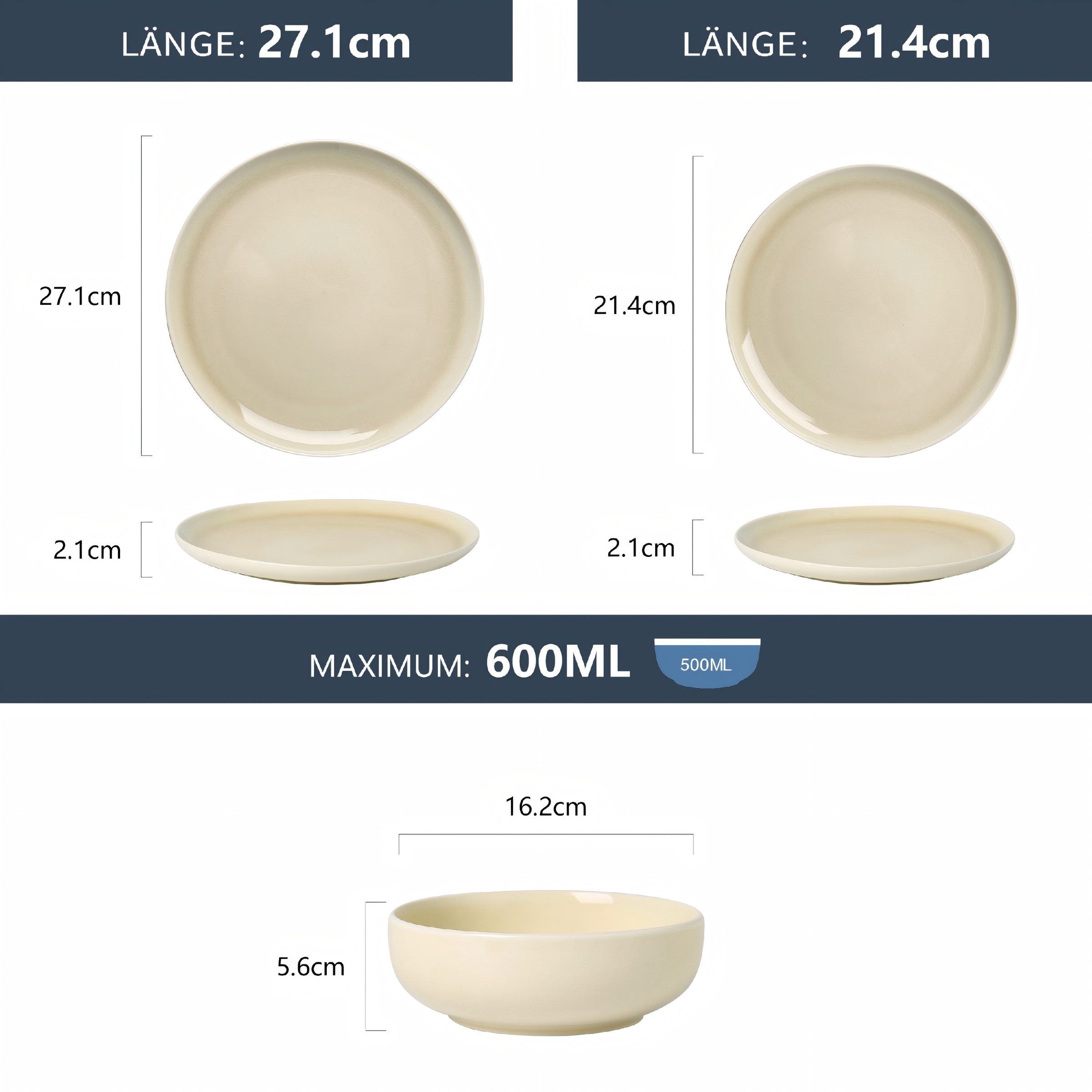 OTTO home Geschirr-Set »Flett, mit Reaktivglasur« Teller Set, spülmaschinenfest und mikrowellengeeignet