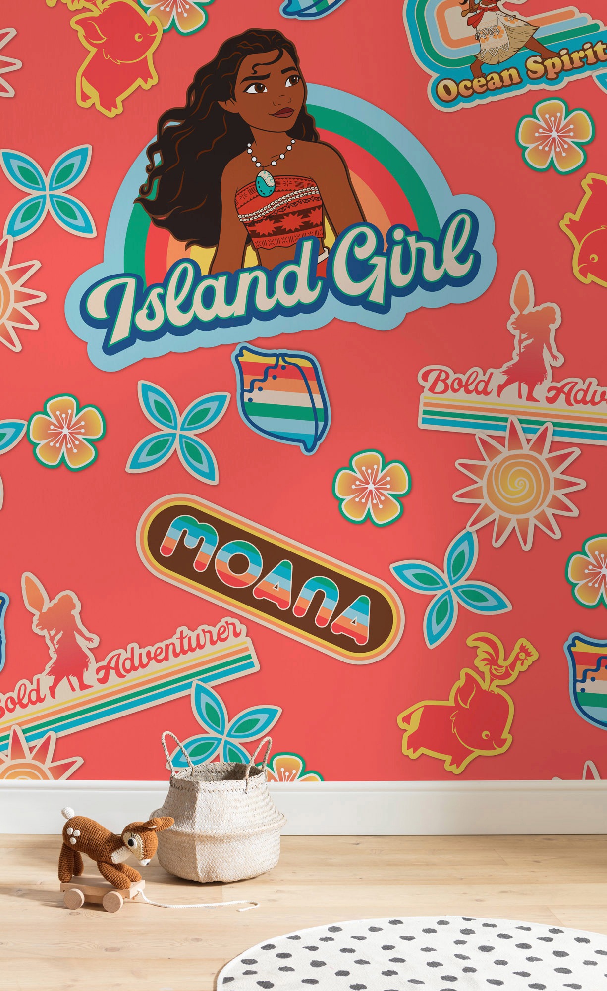 Komar Vliestapete »Digitaldruck Vlies - Moana Island Girl - Größe 200 x 280 cm«, bedruckt, Kinderzimmer